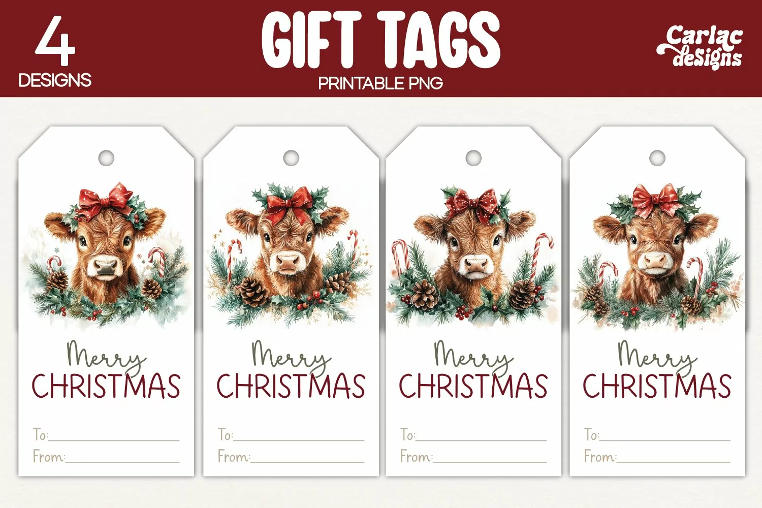 highland cow gift tags