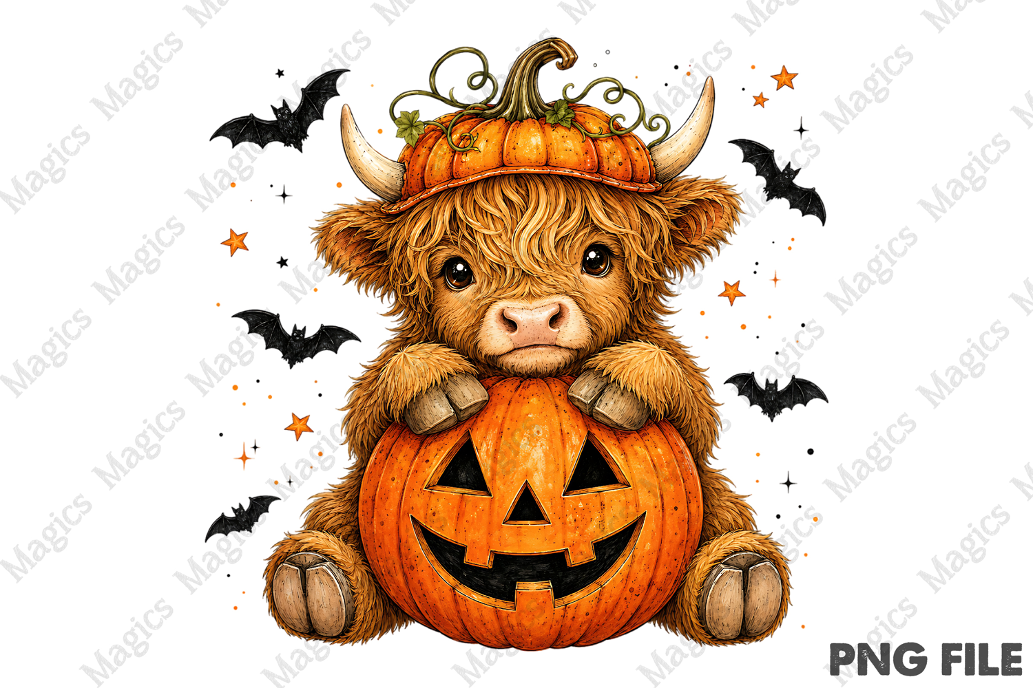 Highland Cow Halloween PNG product image 1