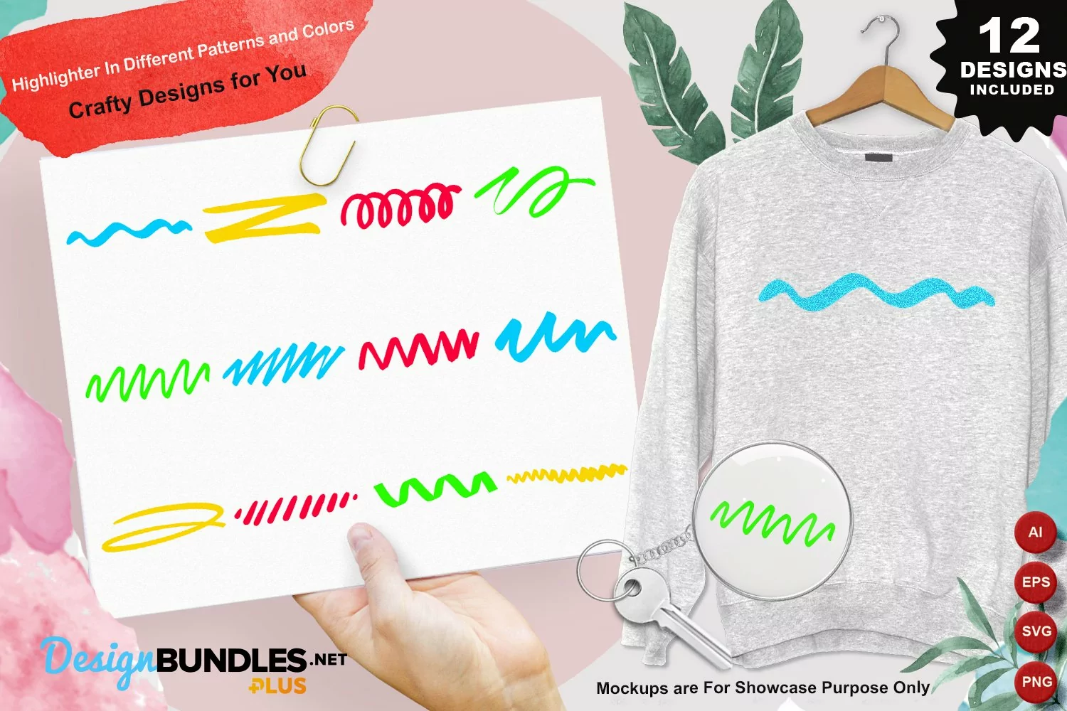 Highlighter In Different Patterns and Colors Clipart Set product image 1