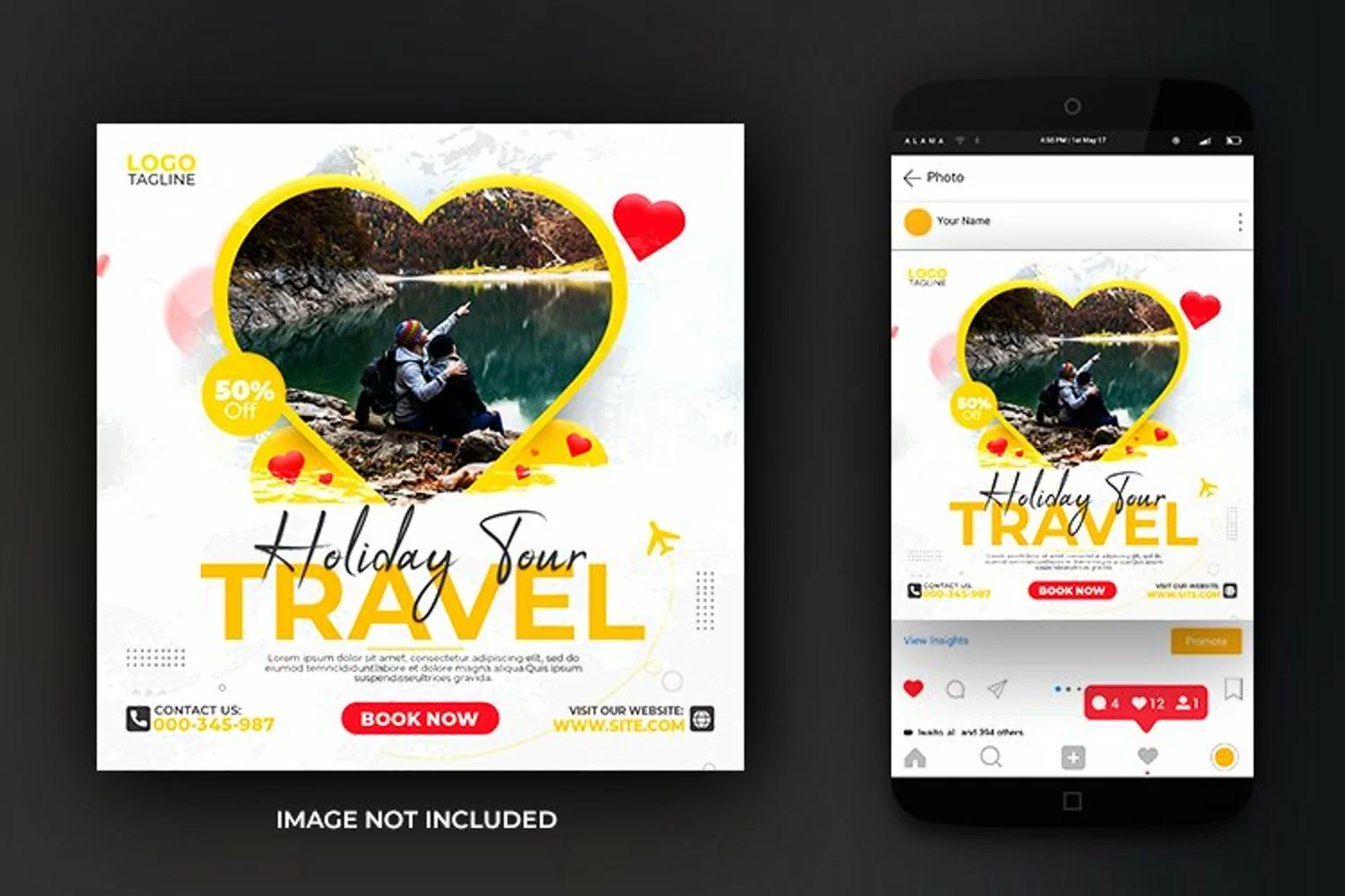 Holiday Love Travel Instagram and Facebook Post Template product image 1