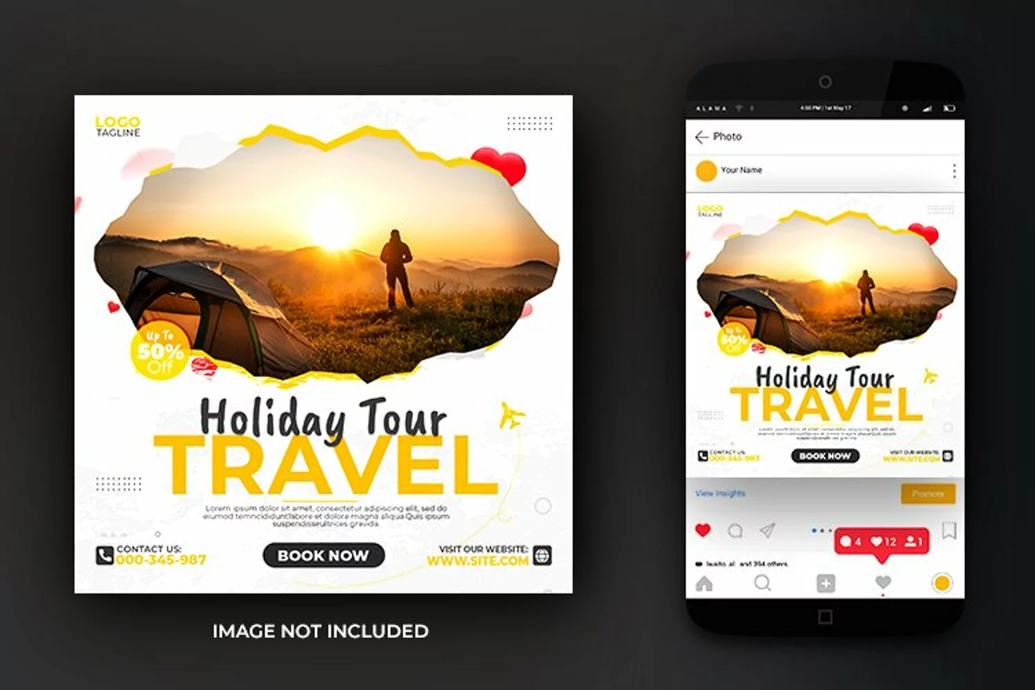 Holiday Travel and Tour Adventure Social Media Post Template product image 1
