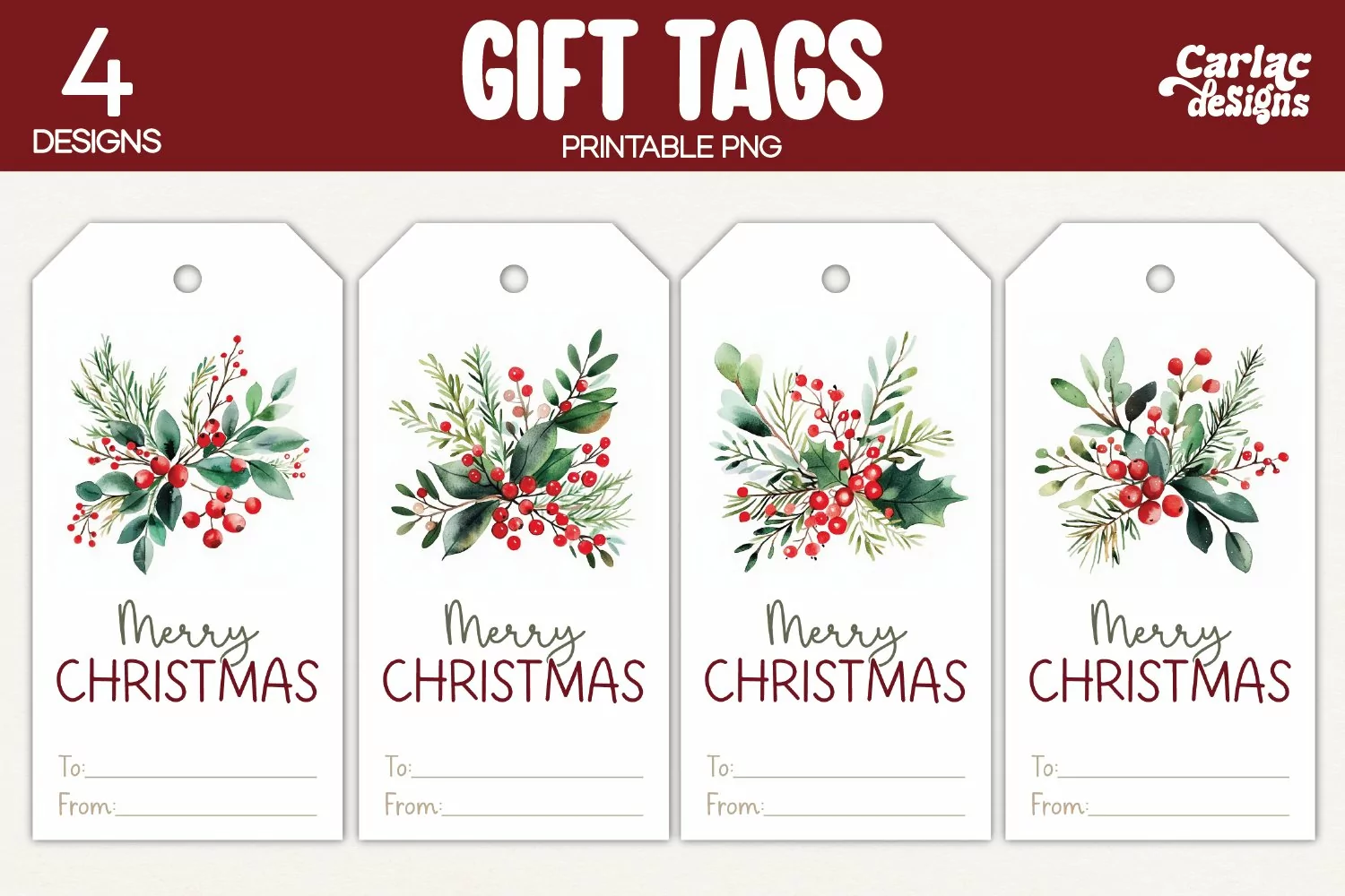 holly gift tags