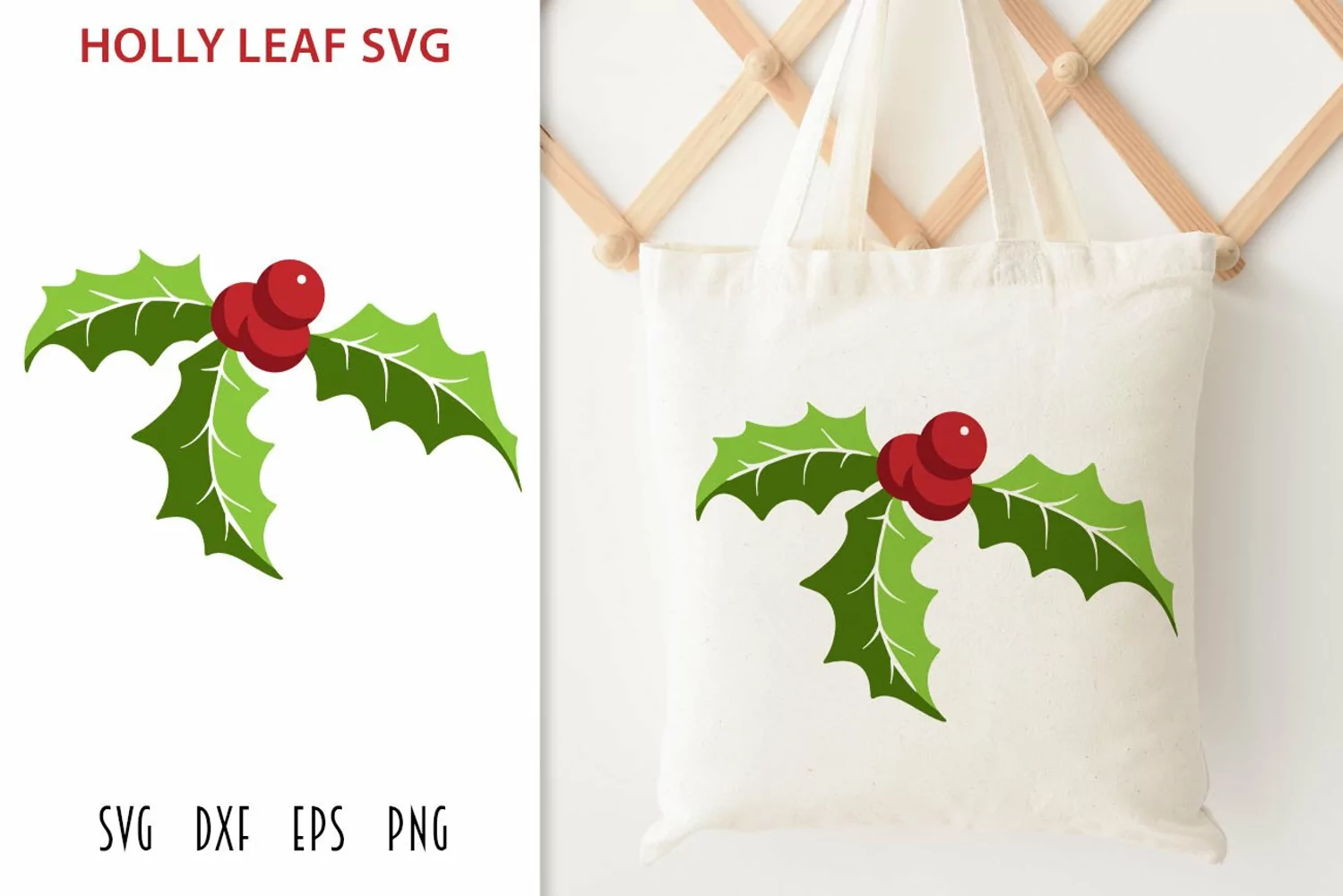 Holly Leaf SVG - Colorful Holly and Berries Cut File