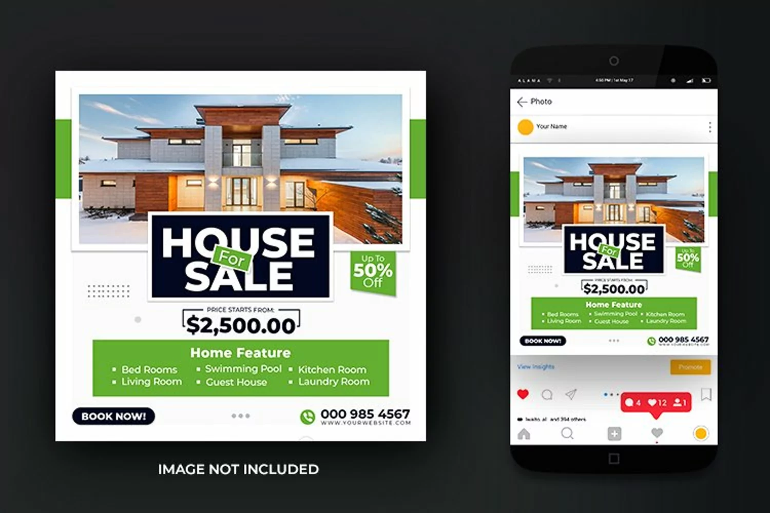 Home Real Estate Property Instagram Social Media Template product image 1
