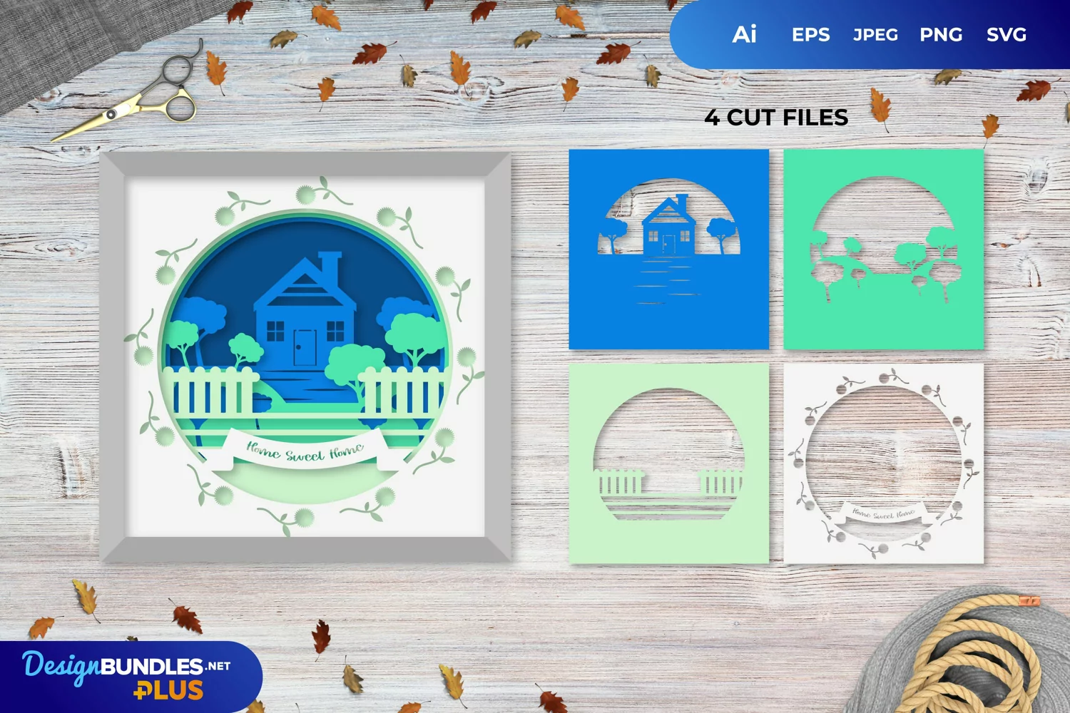 House Surrounded by Trees 3D Shadow Box Layered Papercut product image 1