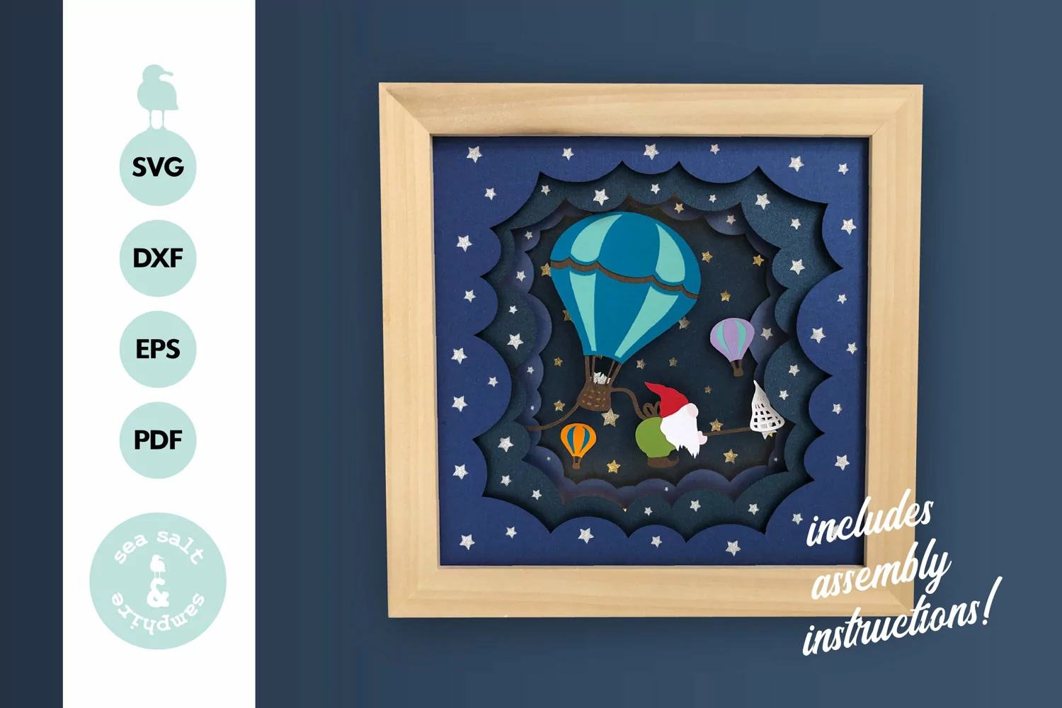 hot air ballon and gnome shadow box main