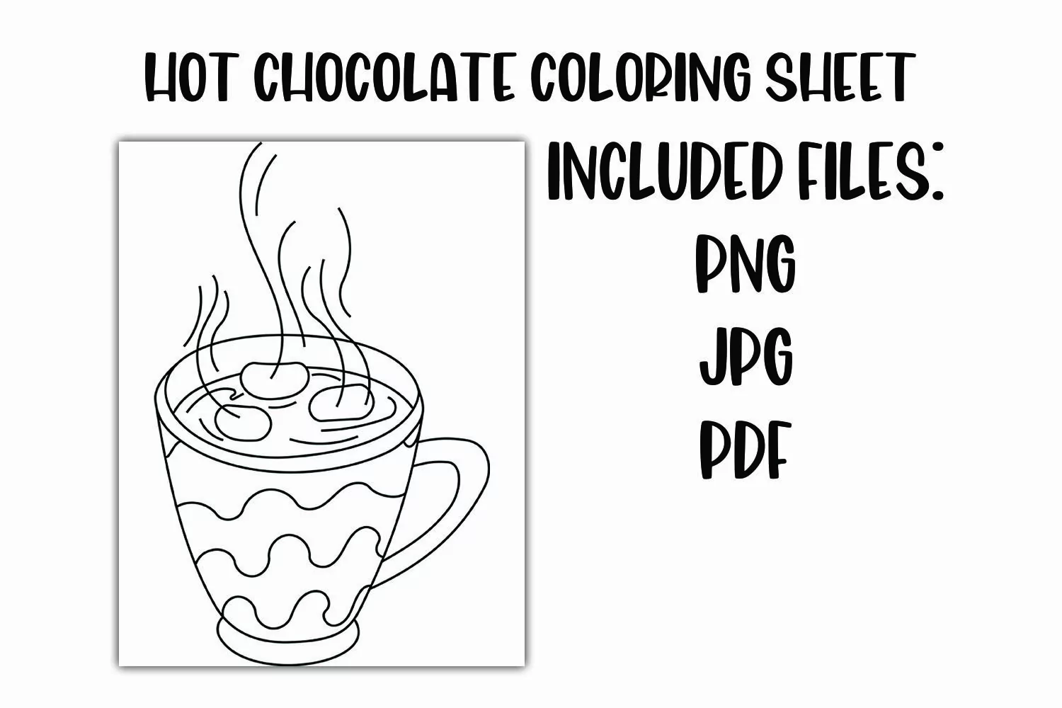 Hot Chocolate Winter Coloring Sheet for Kids product image 1