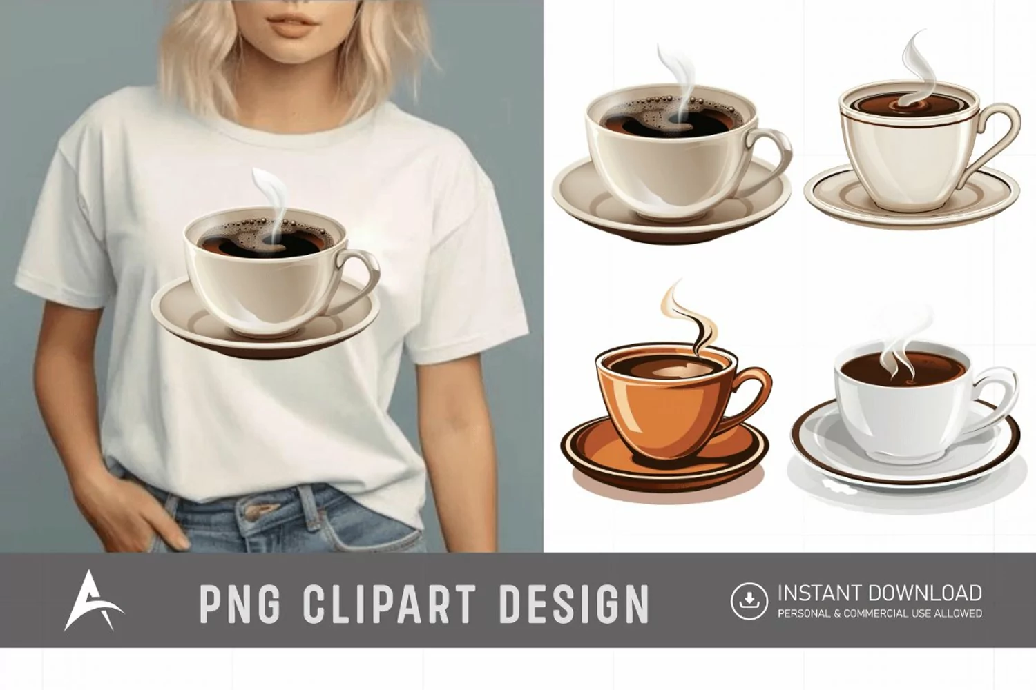 Watercolor Hot Coffee Clipart product image 1