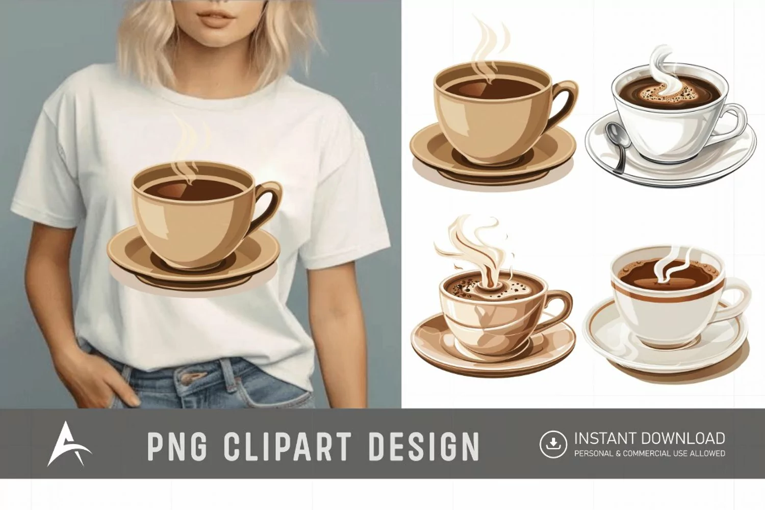 Watercolor Hot Coffee Clipart product image 1