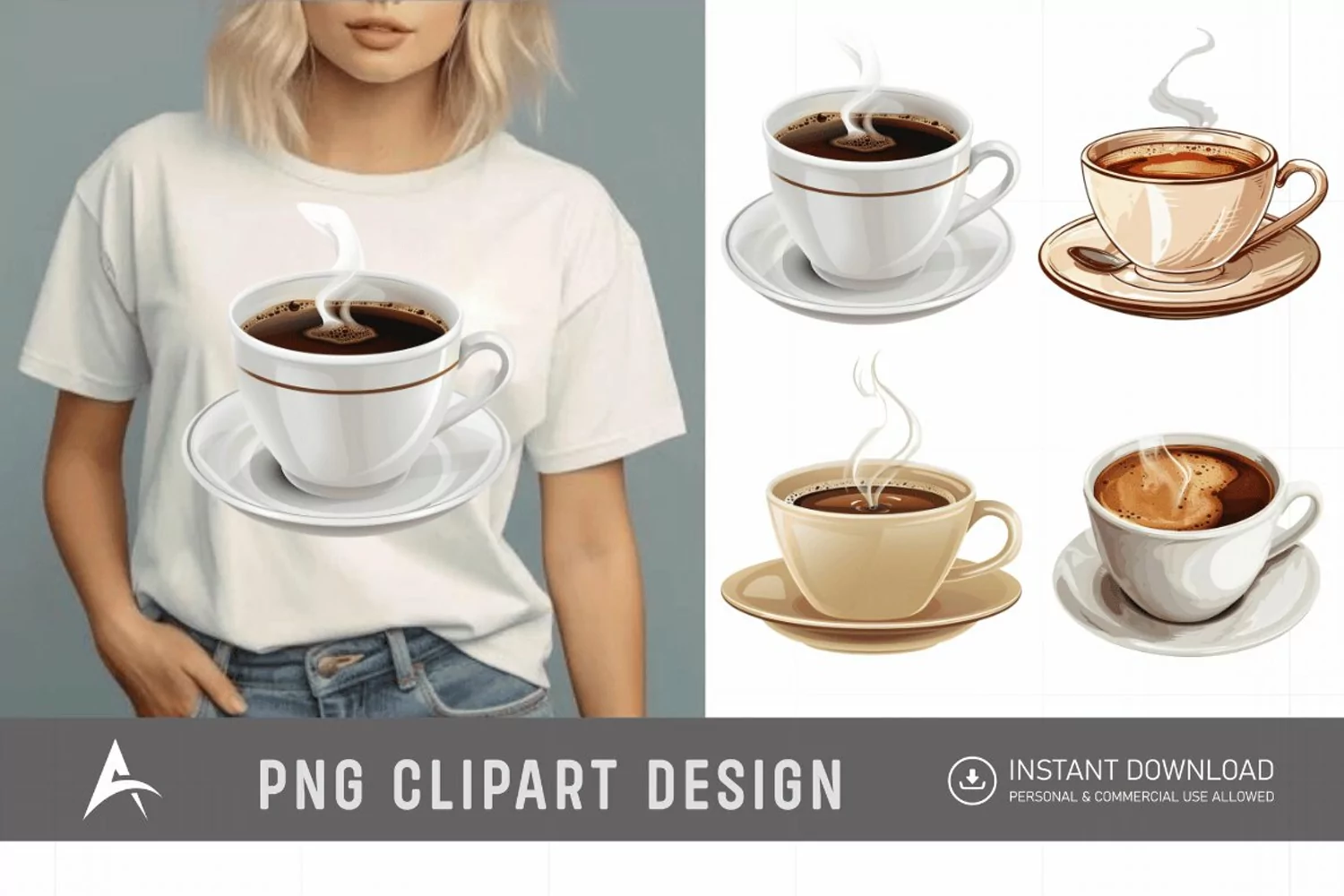 Watercolor Hot Coffee Clipart product image 1