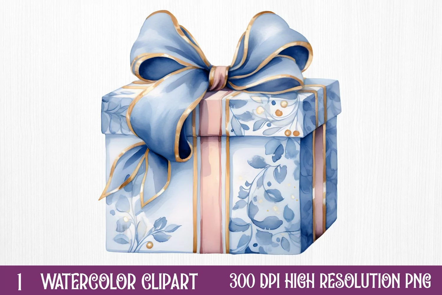 Blue Christmas Watercolor Clipart Sublimation product image 1