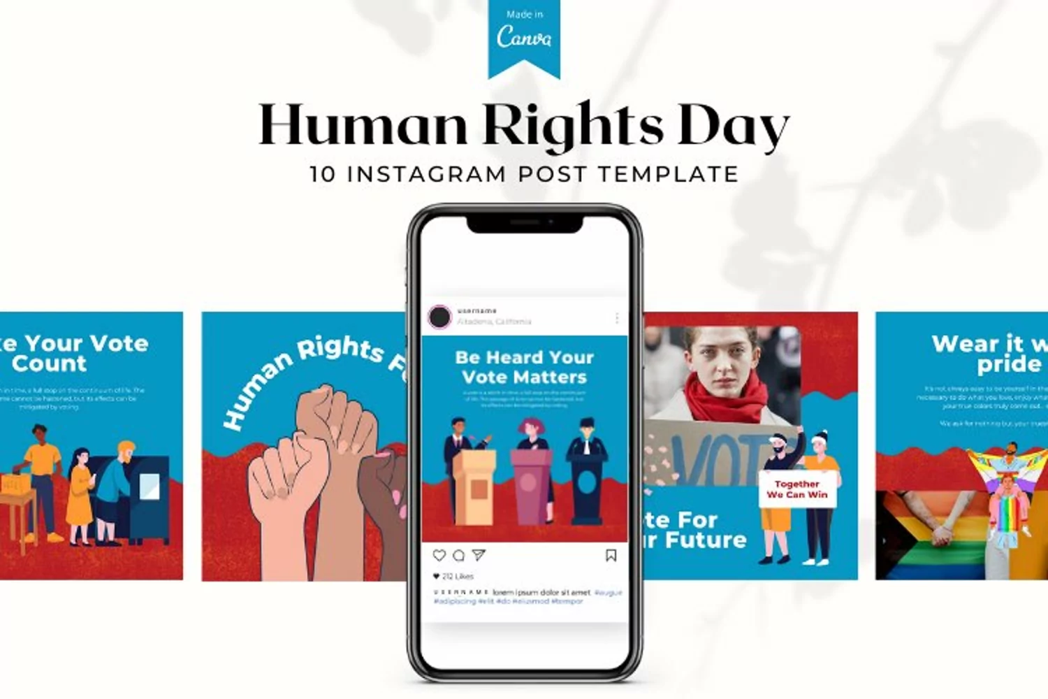 Human Rights Day Instagram Post Canva Template product image 1