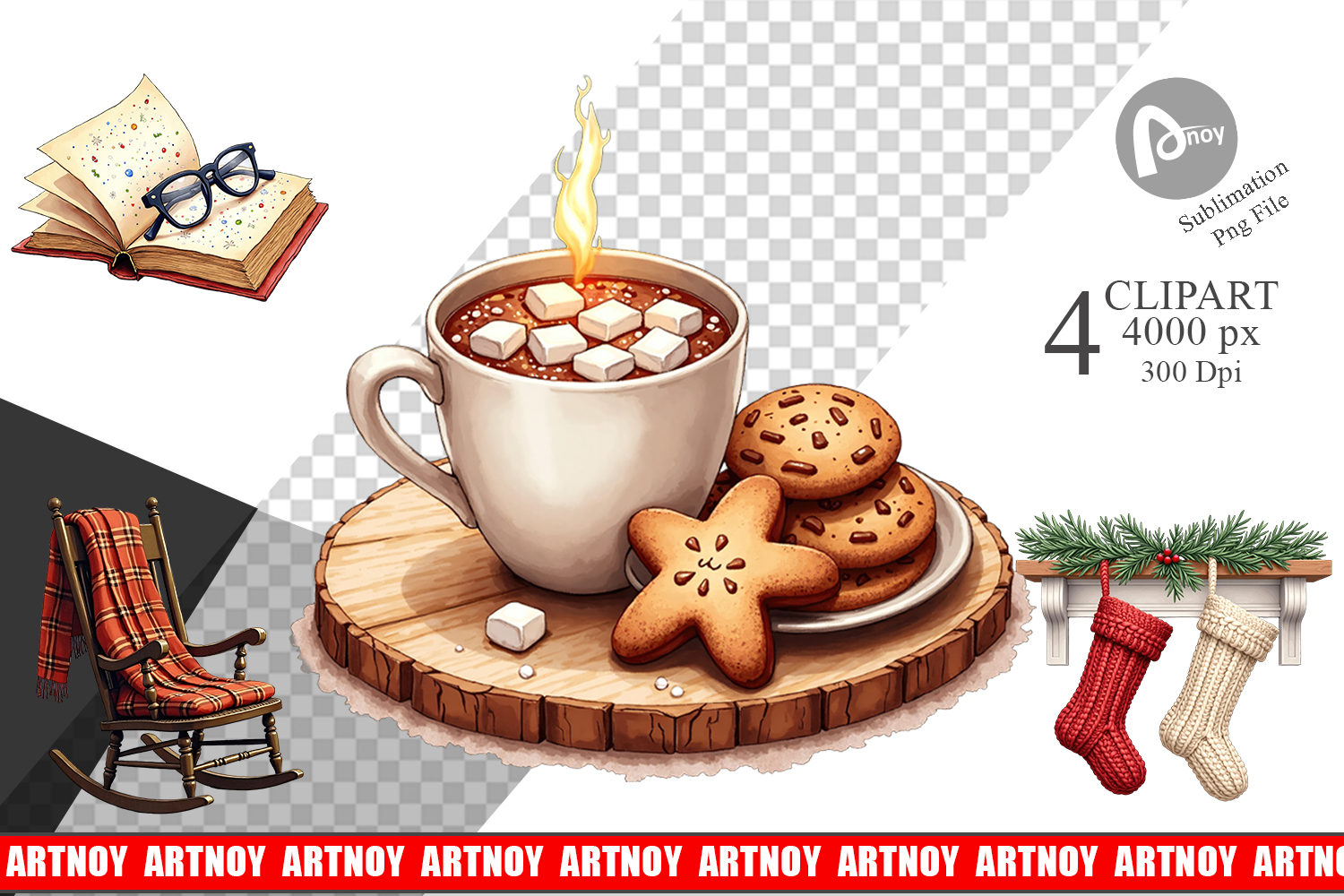 Hygge Holiday Hearth Clipart product image 1