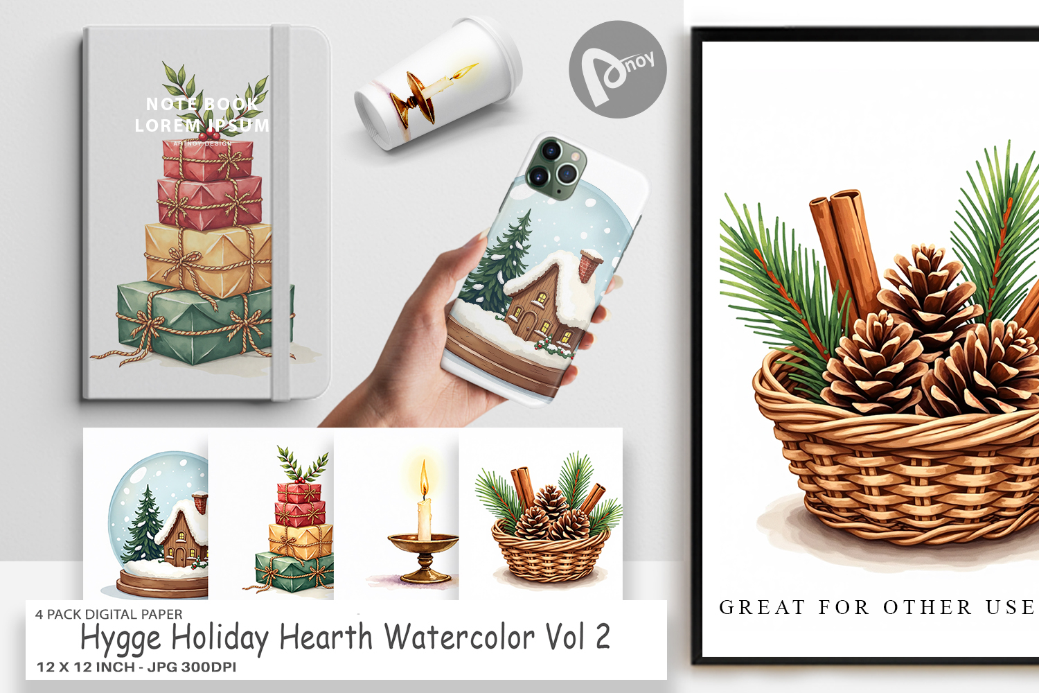 Hygge Holiday Hearth Digital Paper product image 1