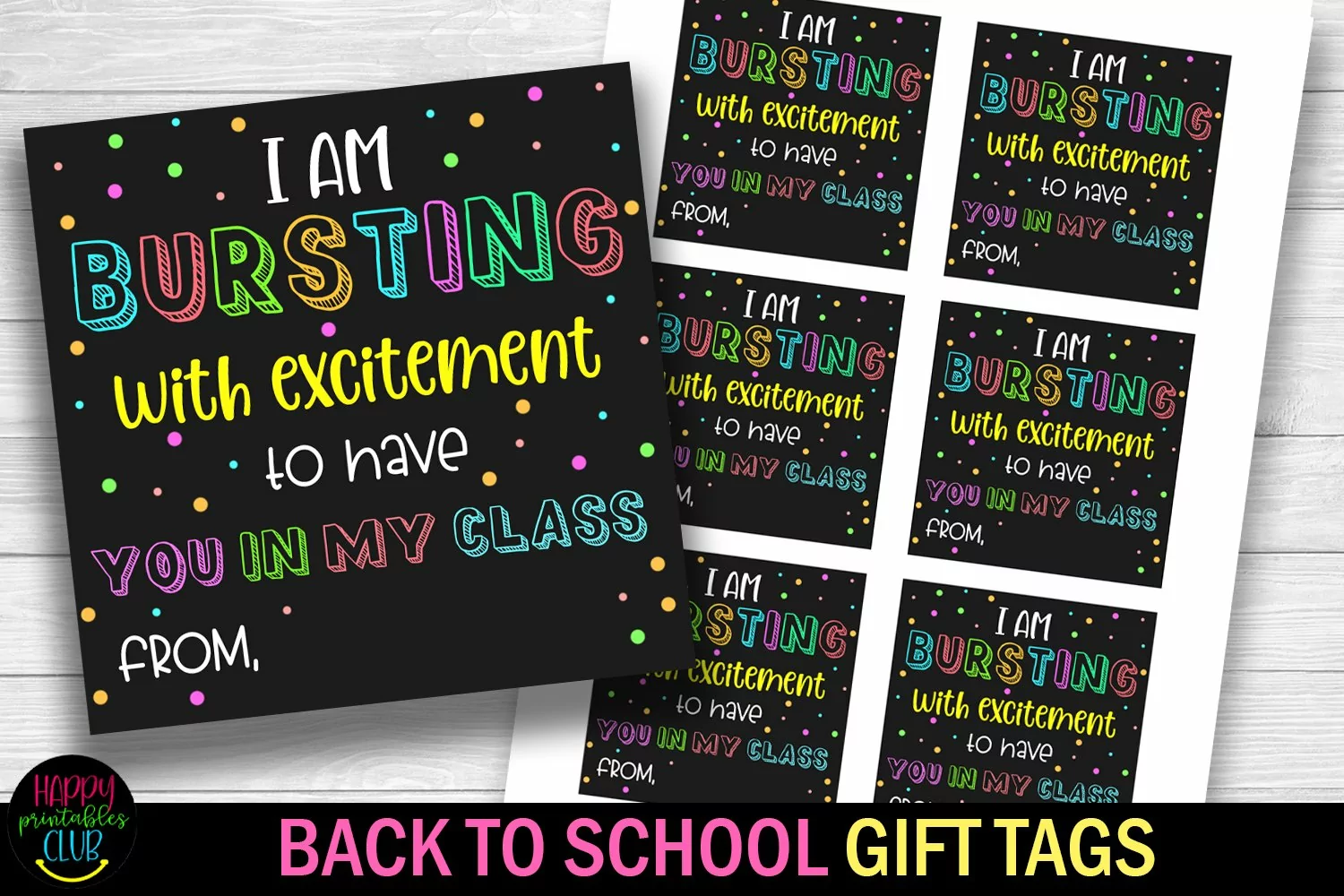 I Am Bursting With Excitement I Back to School Gift Tags