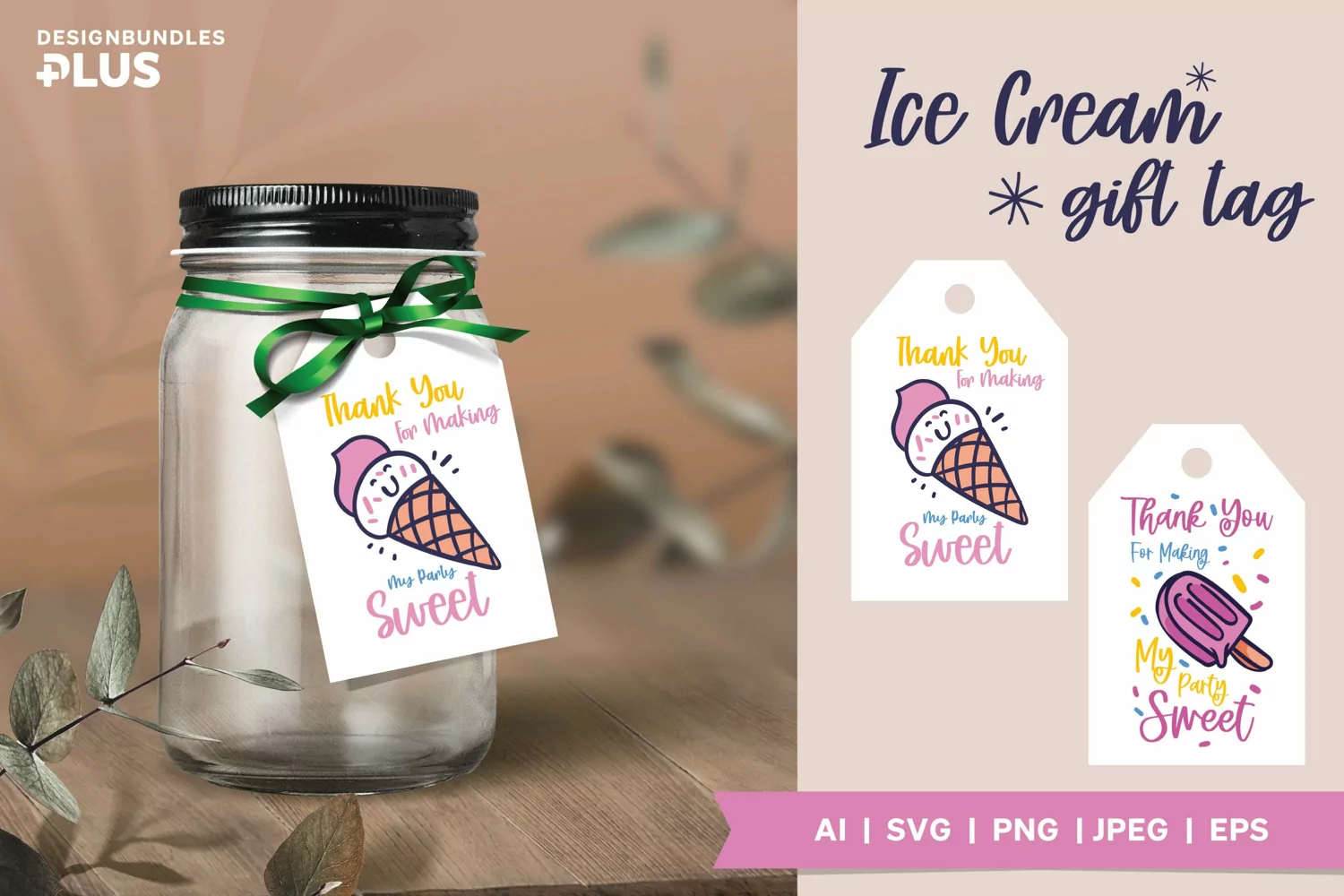 Thank You for Making My Party Sweet, Ice Cream Gift Tag Set product image 1