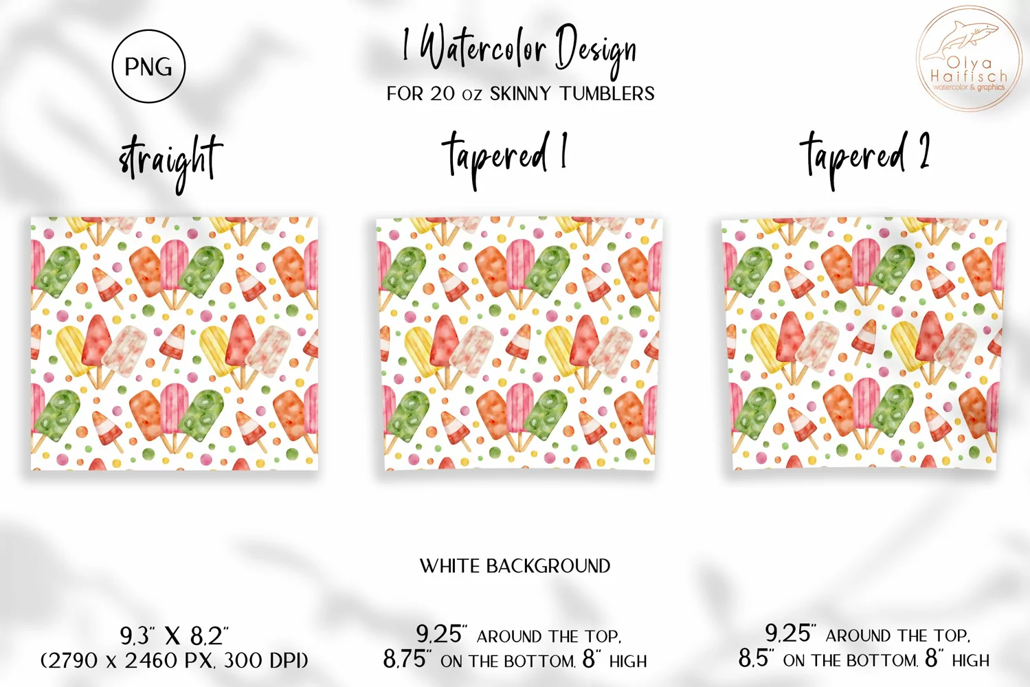 Summer Tumbler Sublimation PNG. Popsicle Ice Cream 20oz Wrap product image 1