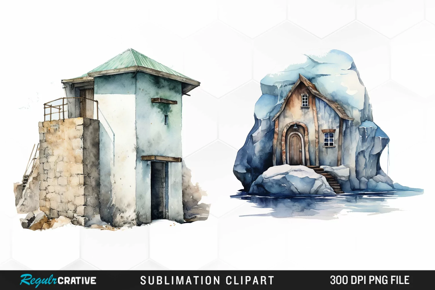 Watercolor Ice House PNG Clipart product image 1