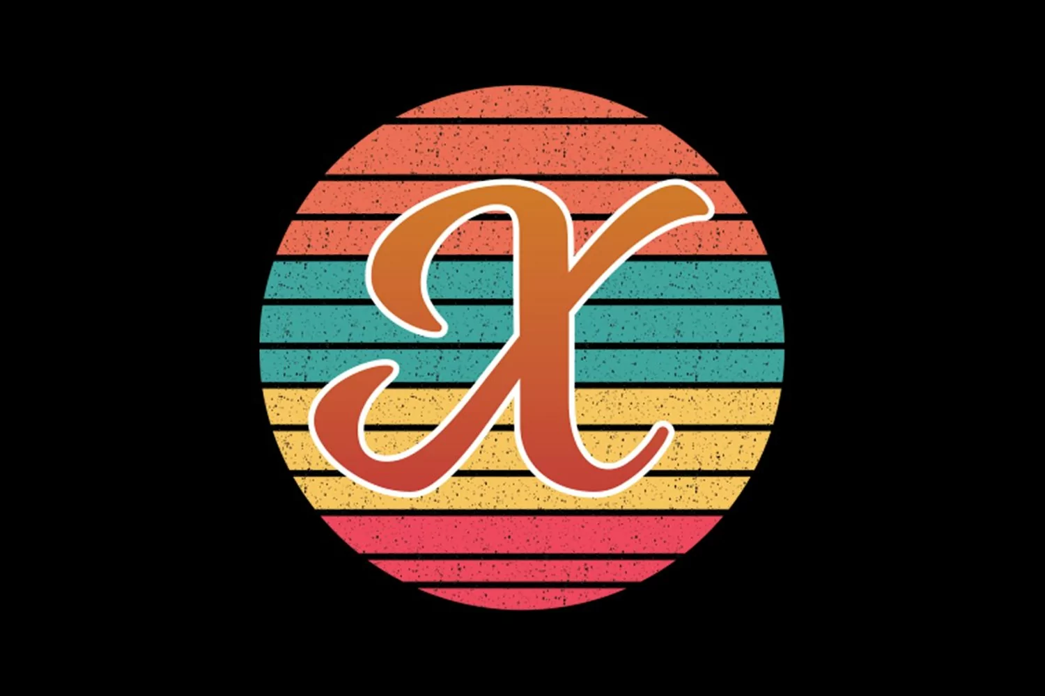 X Letter in a Retro Vintage | Circle Retro Vintage Sunset product image 1