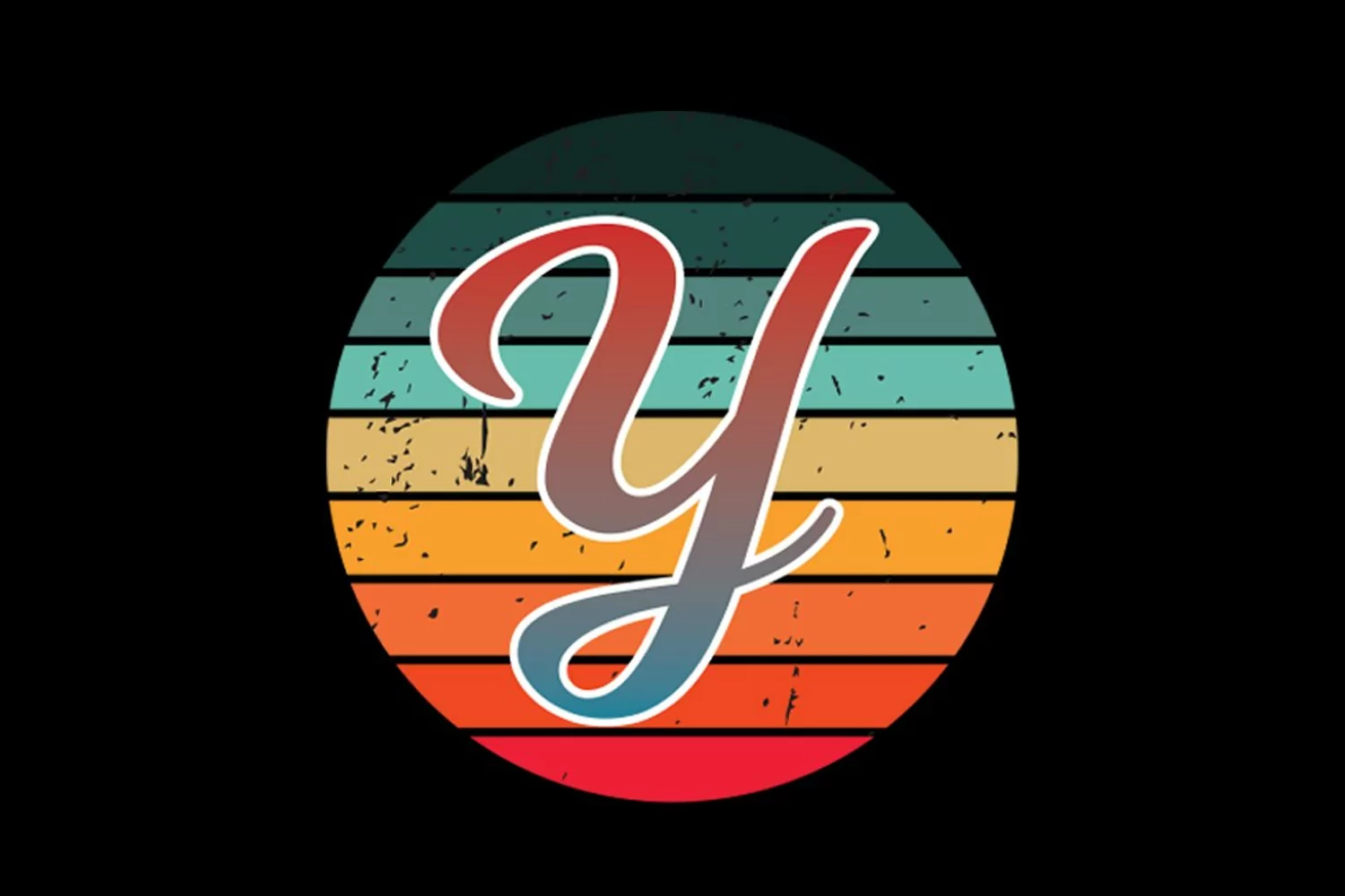 Y Letter in a Retro Vintage | Circle Retro Vintage Sunset product image 1