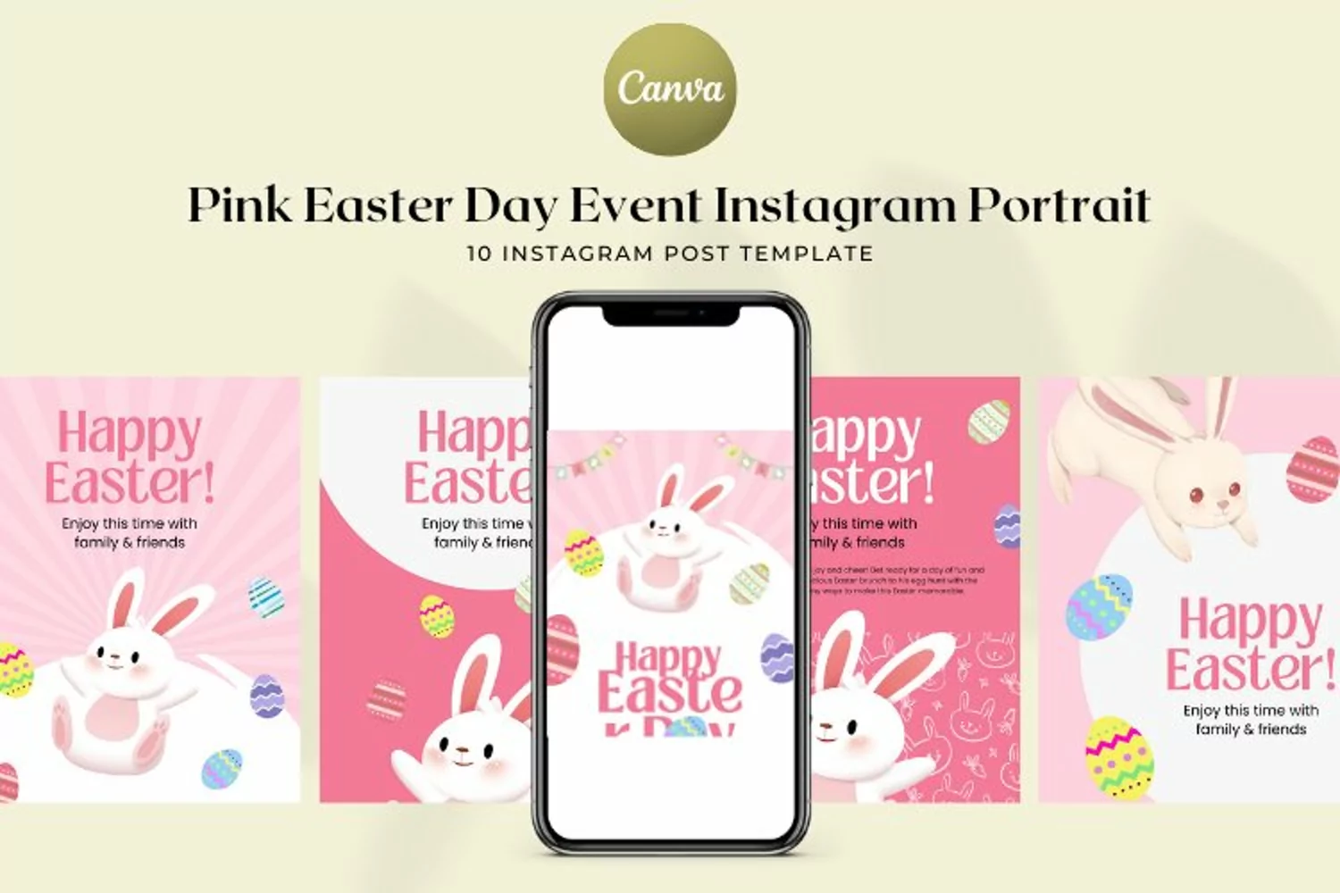 Pink Easter Day Event Instagram Portrait Canva Template product image 1