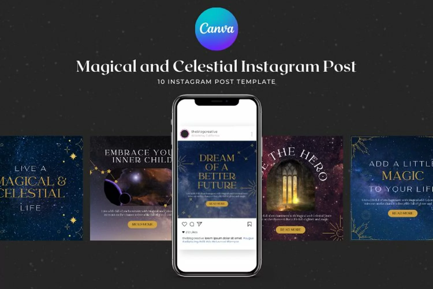 Magical and Celestial Instagram Post Canva Template product image 1