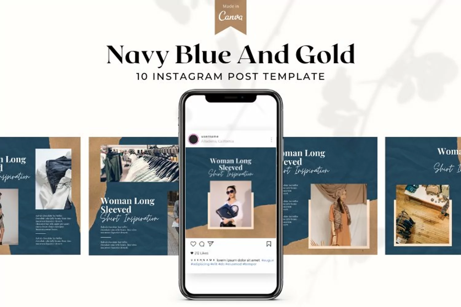 Navy Blue and Gold Instagram Post, Canva Templates product image 1