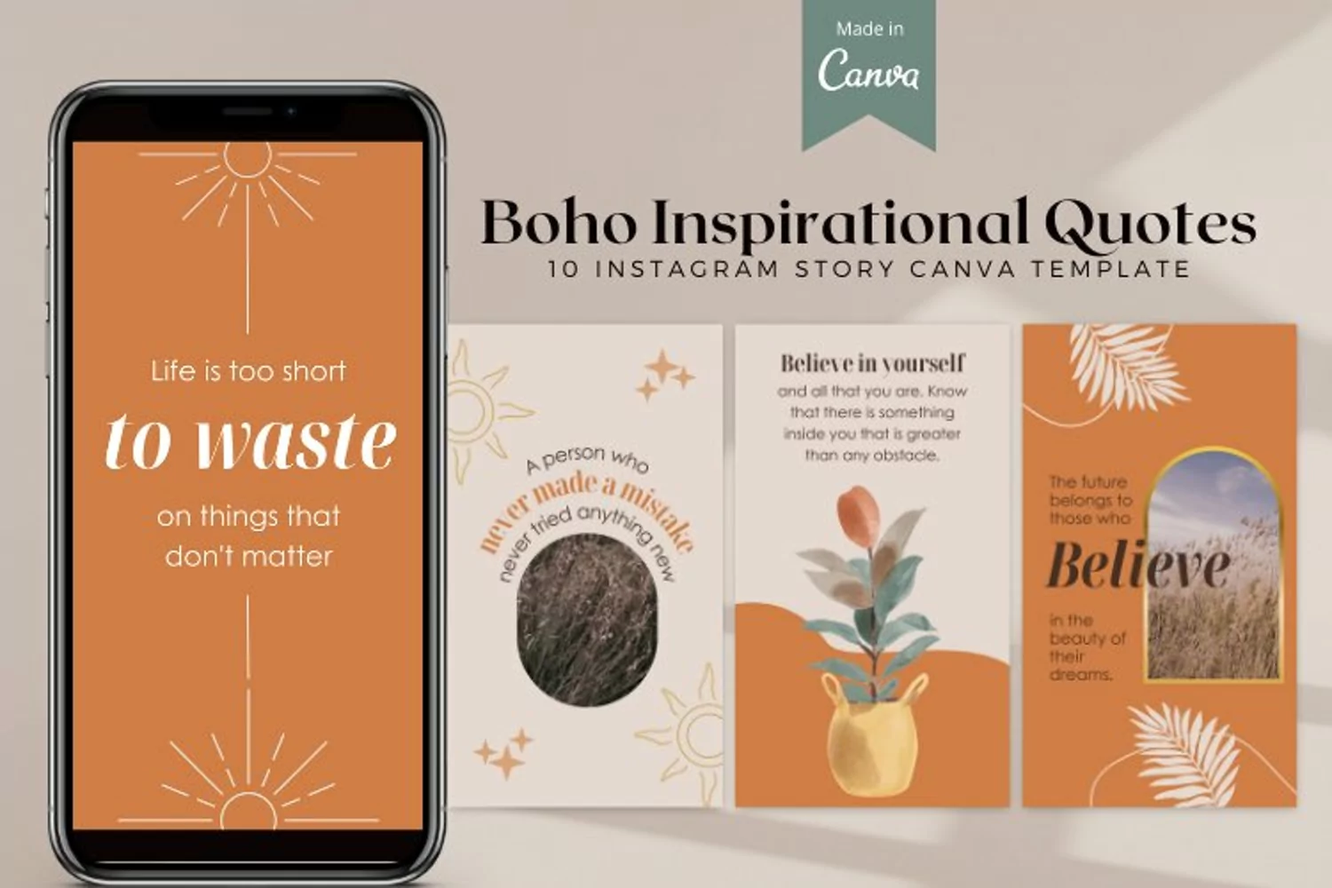 Boho Inspirational Quotes Instagram Stories Canva Template product image 1