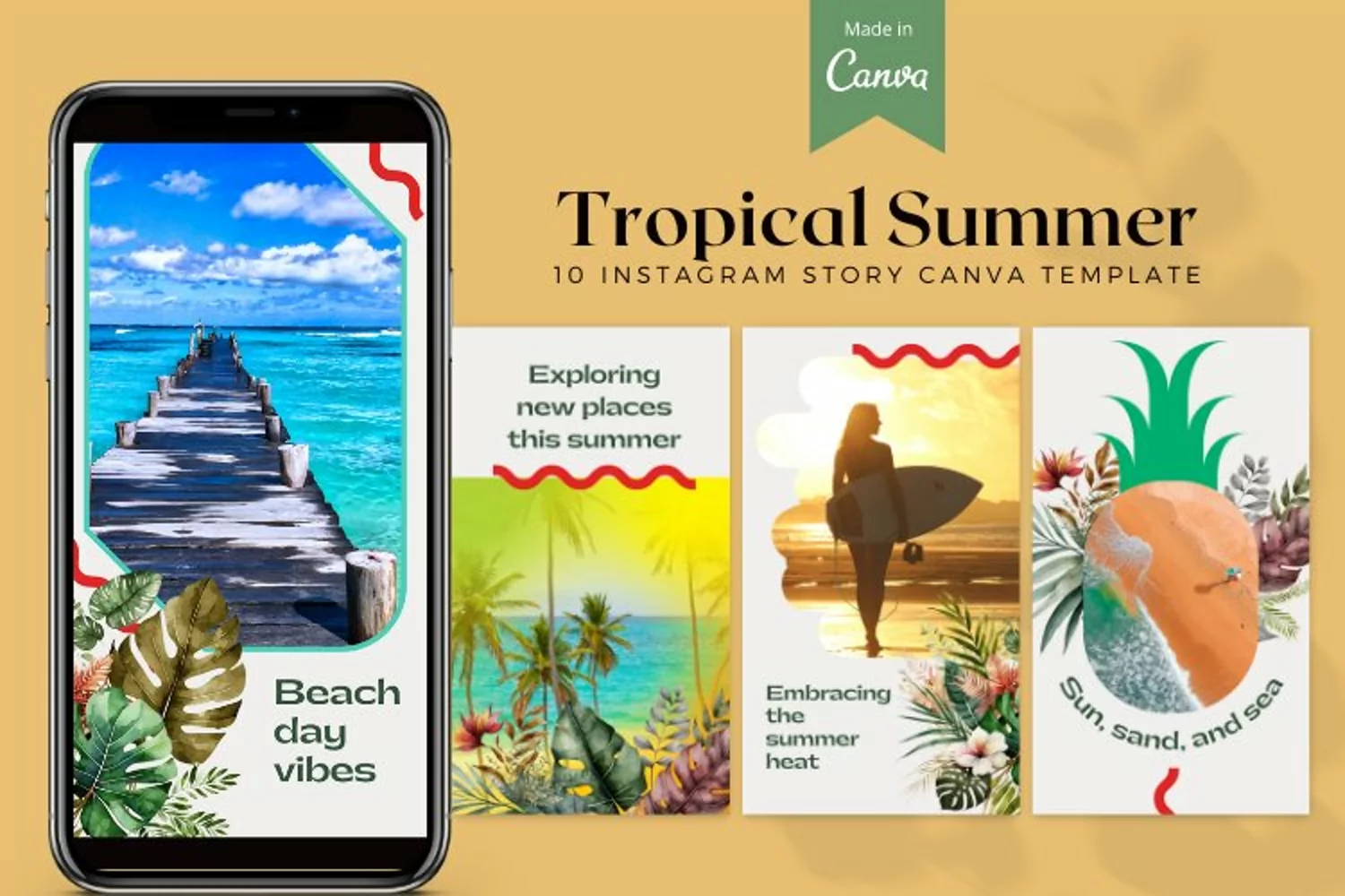 Tropical Summer Instagram Stories Canva Template product image 1