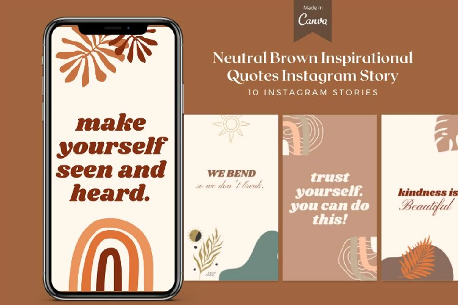 Neutral Brown Quotes Instagram Story Canva Template product image 1