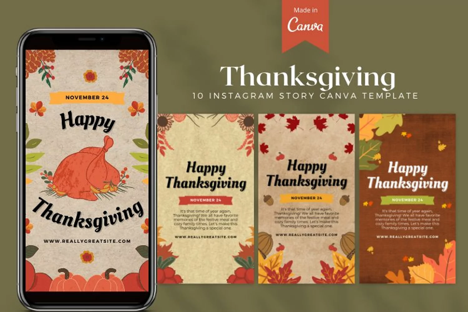 Thanksgiving Instagram Story Canva Template product image 1