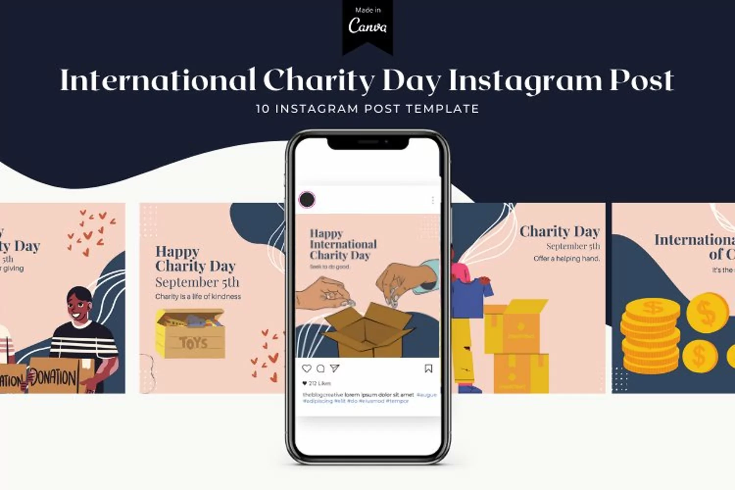 International Day of Charity Instagram Post Canva Template product image 1