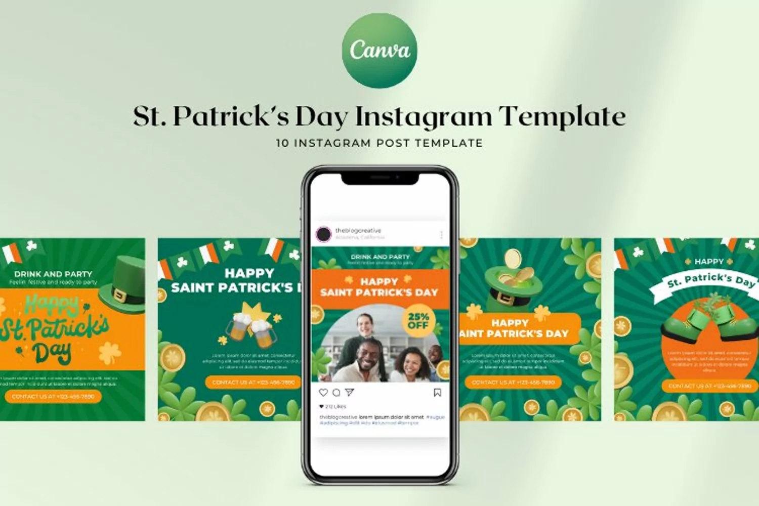 St. Patrick’s Day Instagram Canva Template product image 1