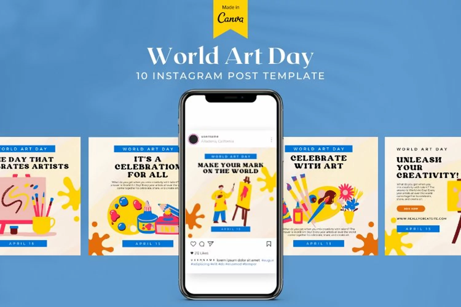 World Art Day Instagram Canva Template product image 1
