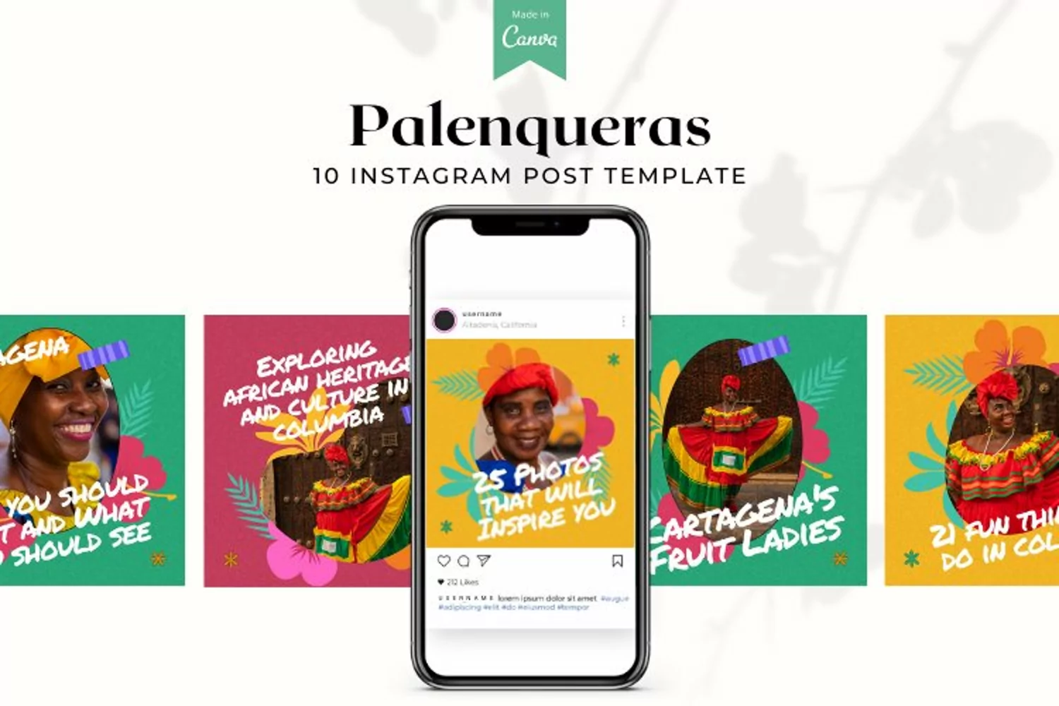 Palenqueras Instagram Canva Template product image 1
