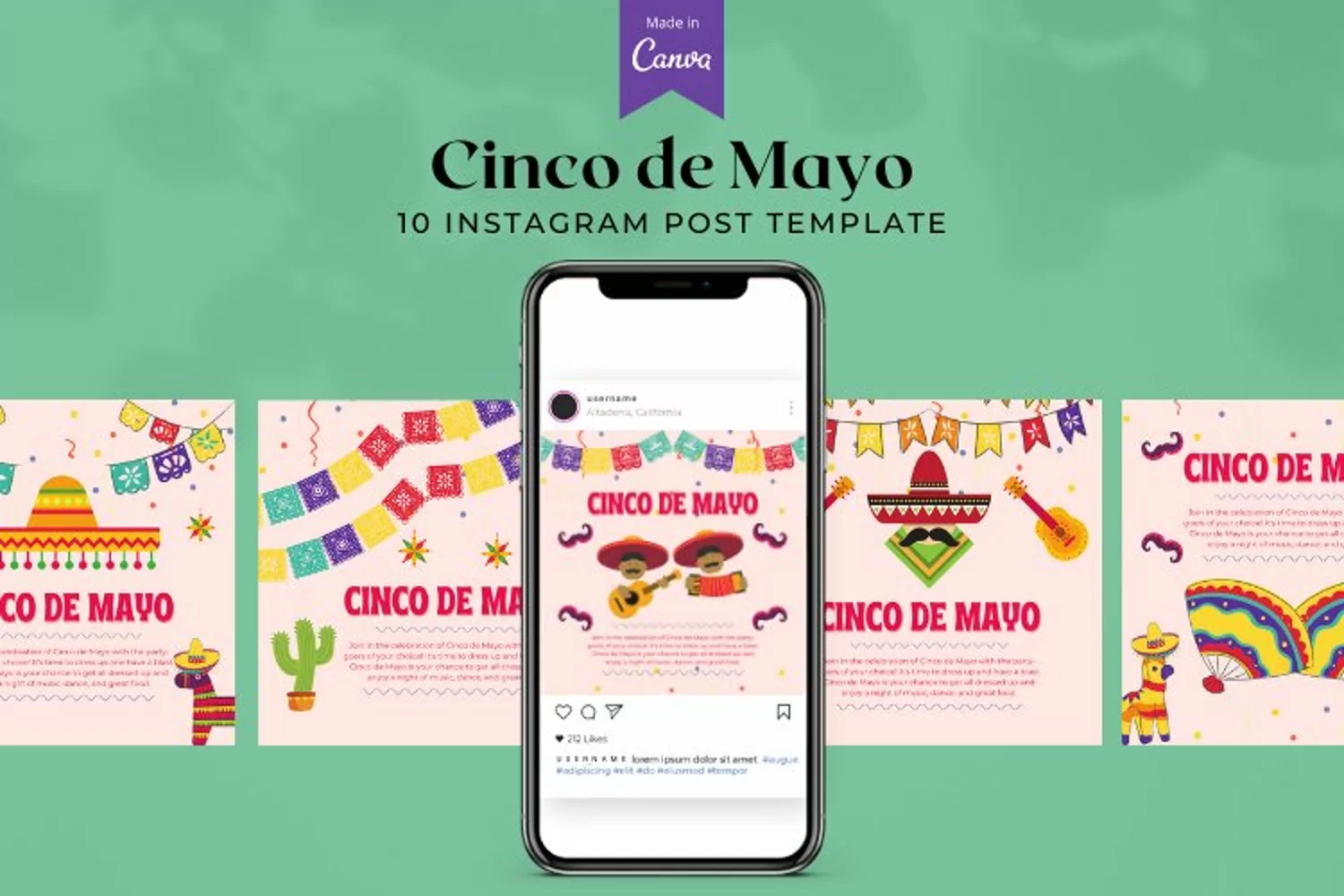 Cinco de Mayo Instagram Canva Template product image 1