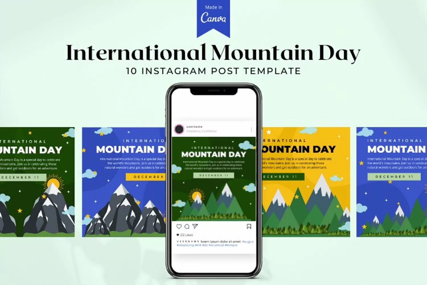 International Mountain Day Instagram Post Canva Template product image 1