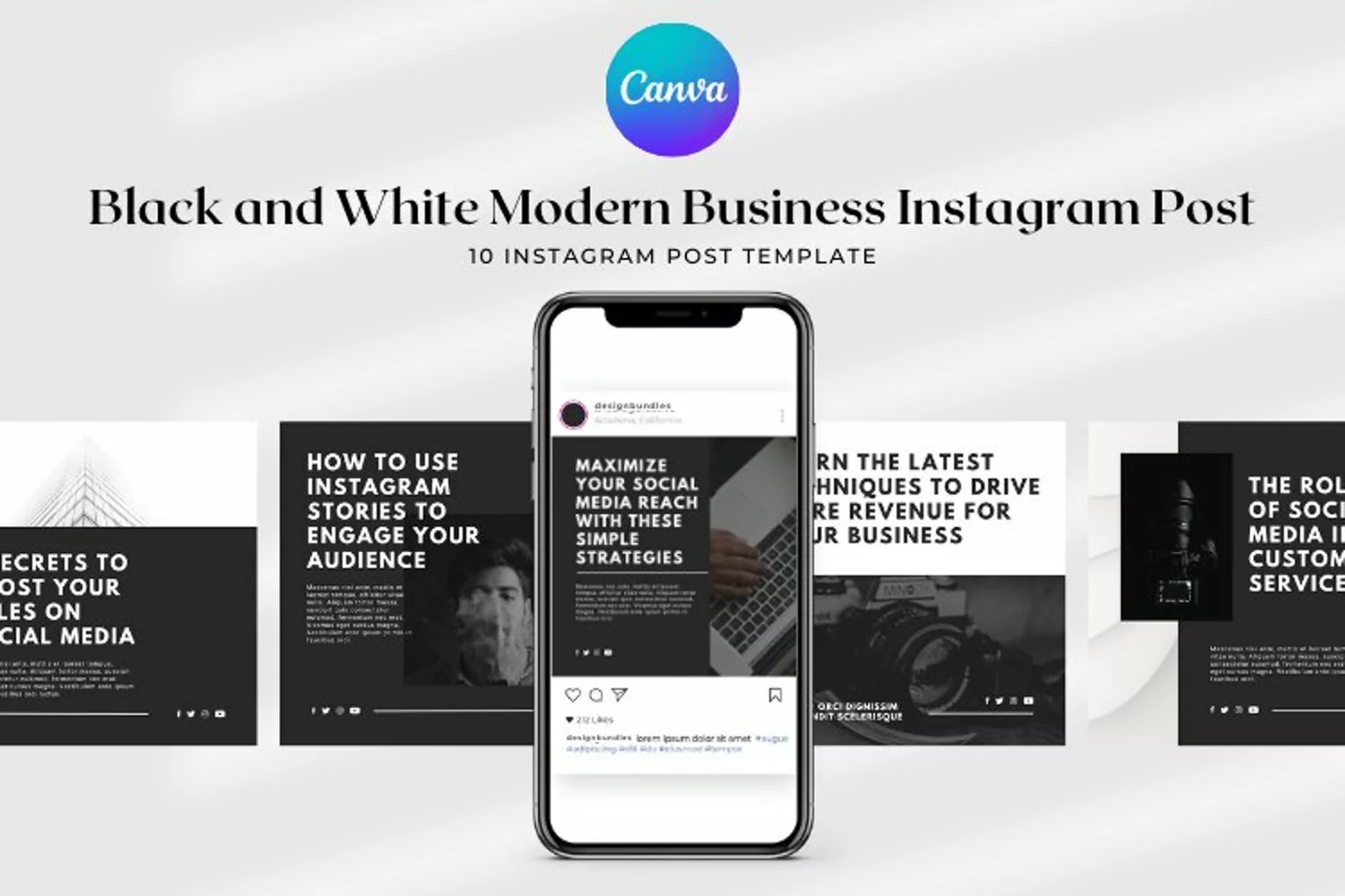 Black and White modern Business Instagram Post Canva product image 1