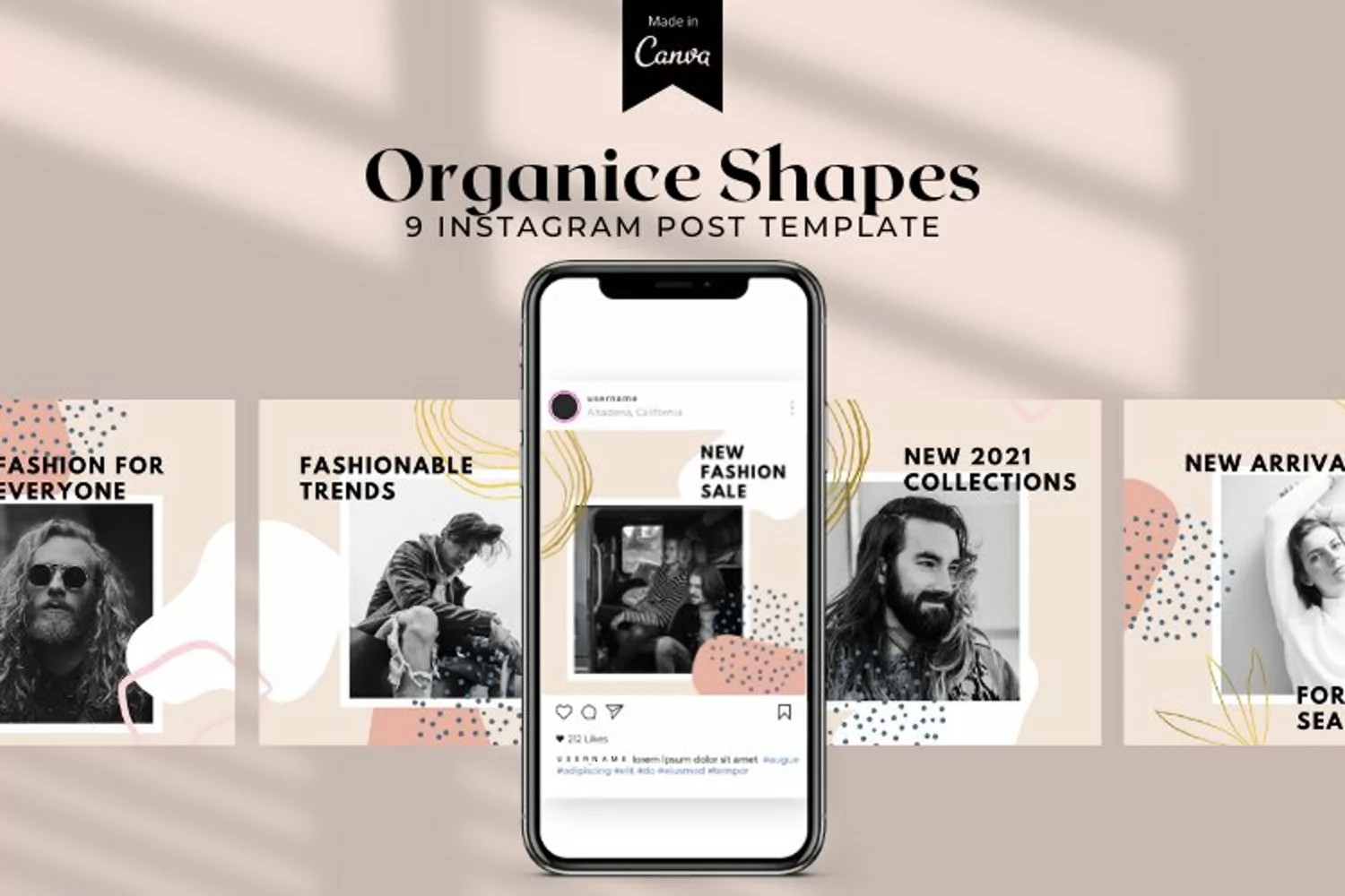 Organic Shapes Instagram Post Template, Canva Templates product image 1