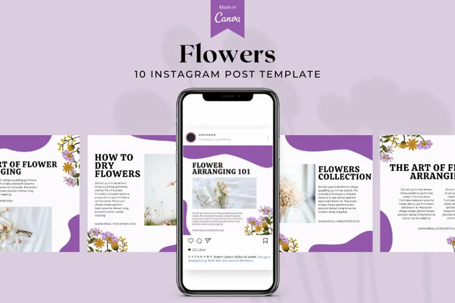 Flowers Instagram Post Template, Canva Templates product image 1