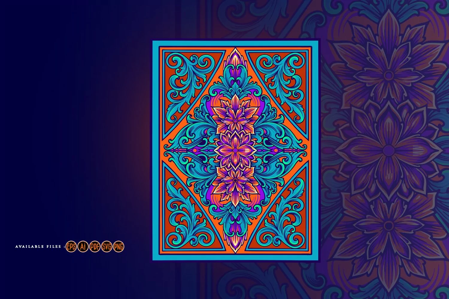 Intricate engraved floral ornament on vintage playing card product image 1