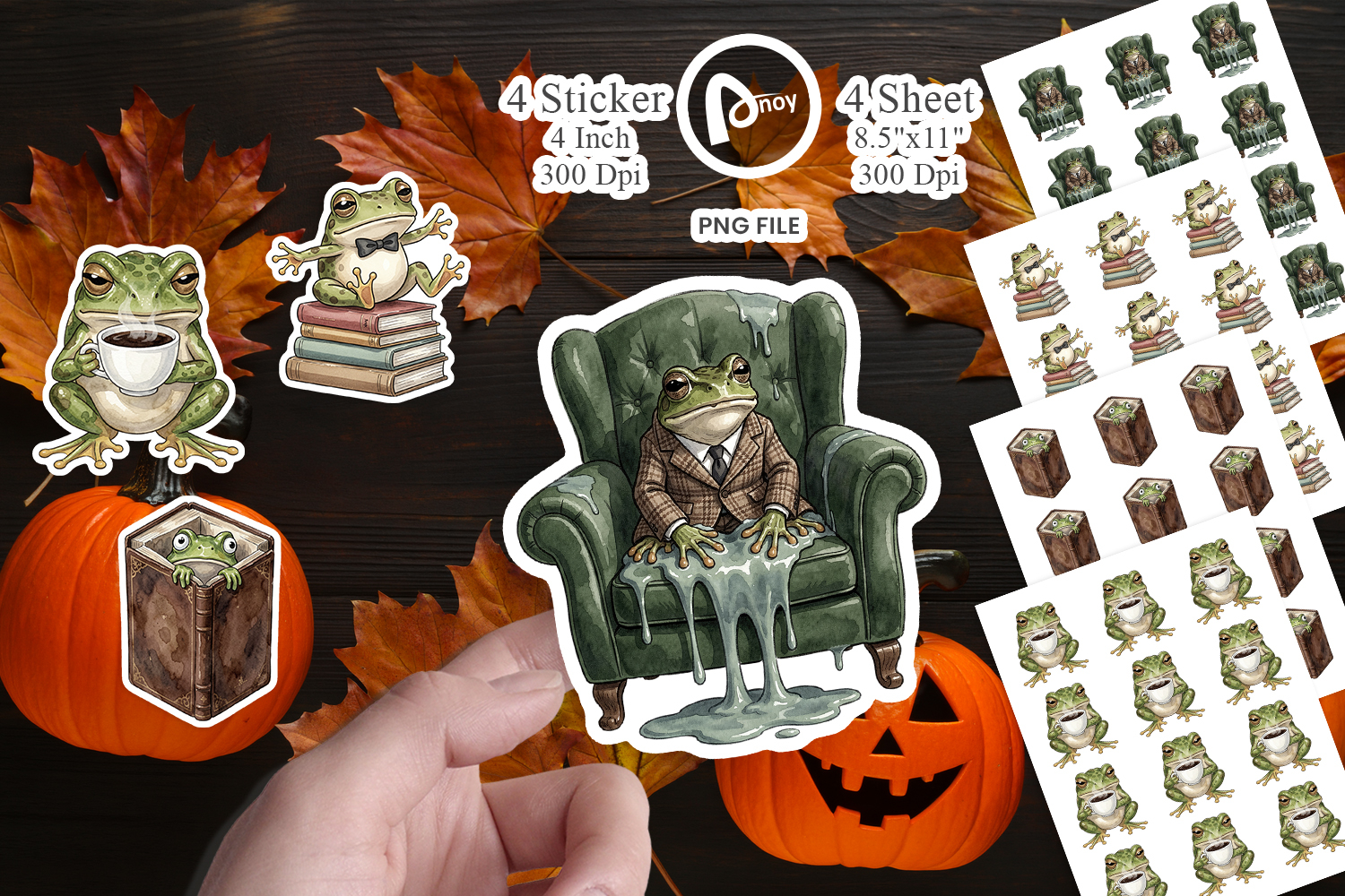 Introvert Frog Dark Academia Sticker product image 1