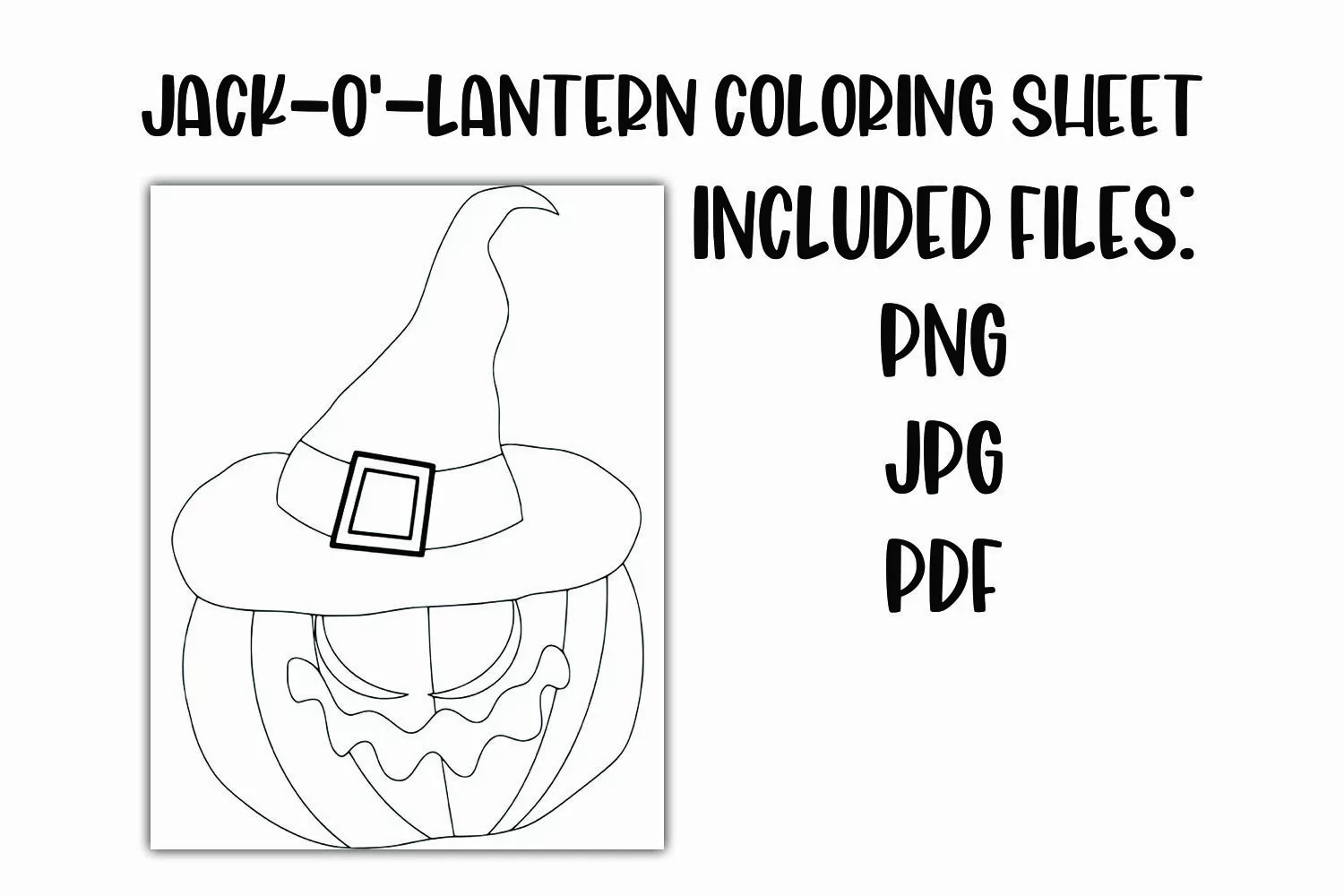 Jack-O'-Lantern Witch Hat Coloring Sheet for Kids product image 1