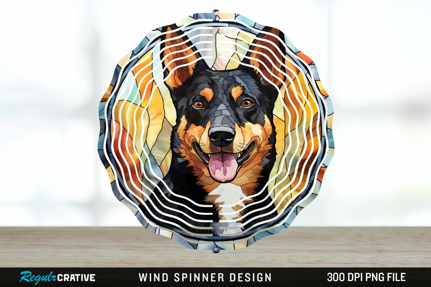 Japanese Watercolor Australian Kelpie Dog Wind Spinner PNG product image 1