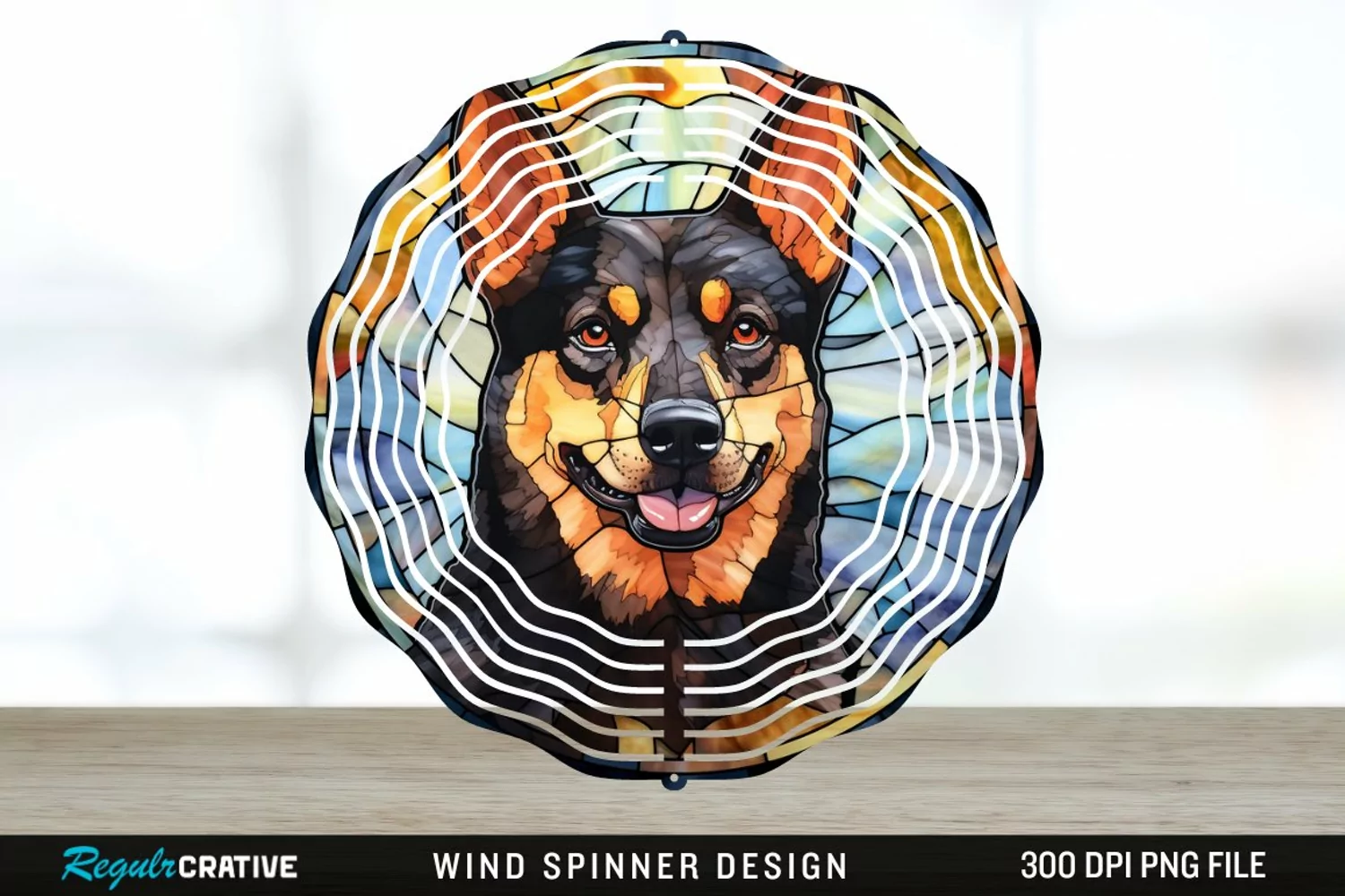 Japanese Watercolor Australian Kelpie Dog Wind Spinner PNG product image 1