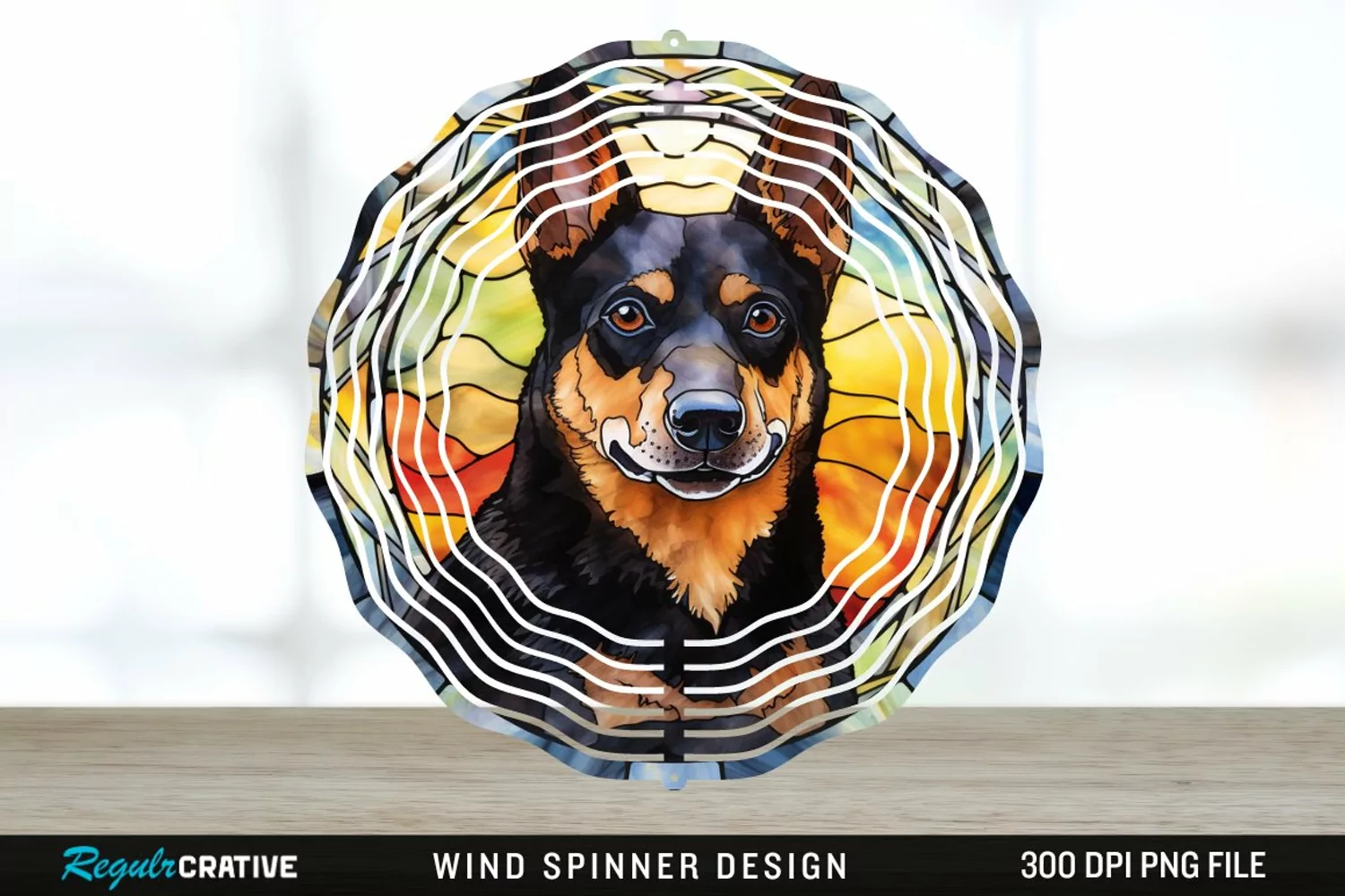 Japanese Watercolor Australian Kelpie Dog Wind Spinner PNG product image 1