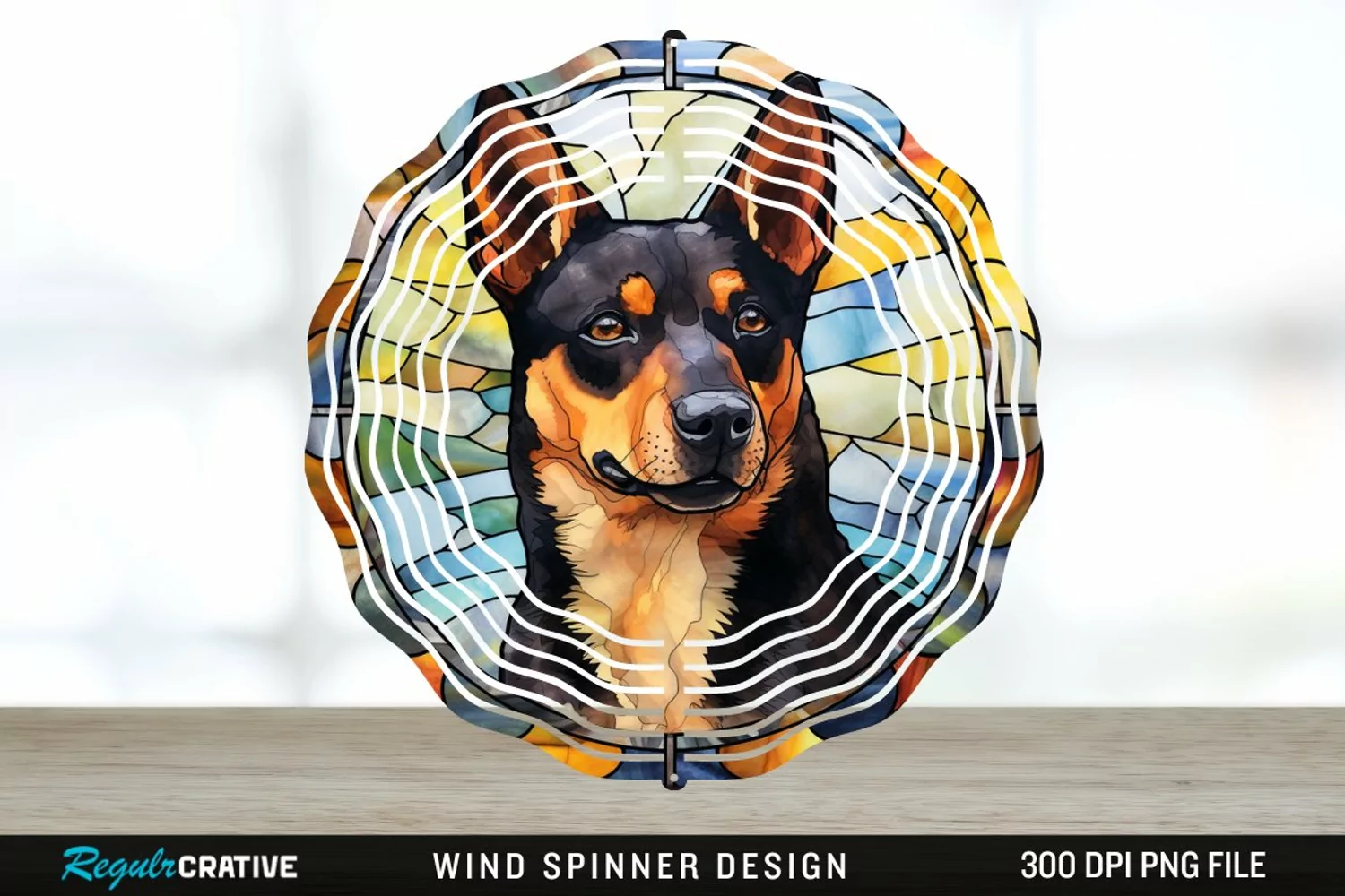 Japanese Watercolor Australian Kelpie Dog Wind Spinner PNG product image 1