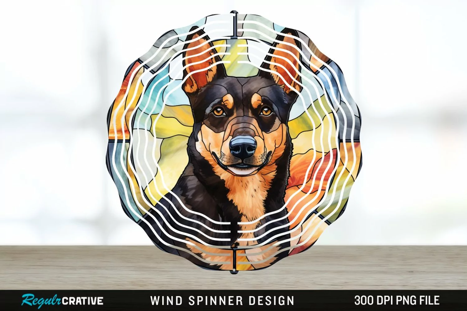 Japanese Watercolor Australian Kelpie Dog Wind Spinner PNG product image 1