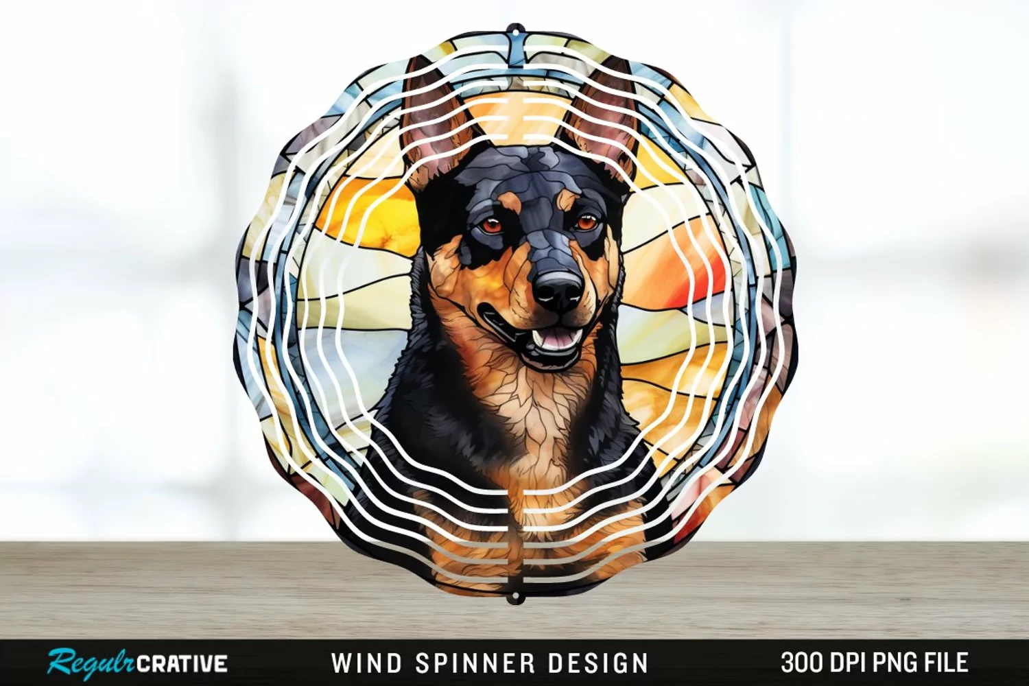 Japanese Watercolor Australian Kelpie Dog Wind Spinner PNG product image 1