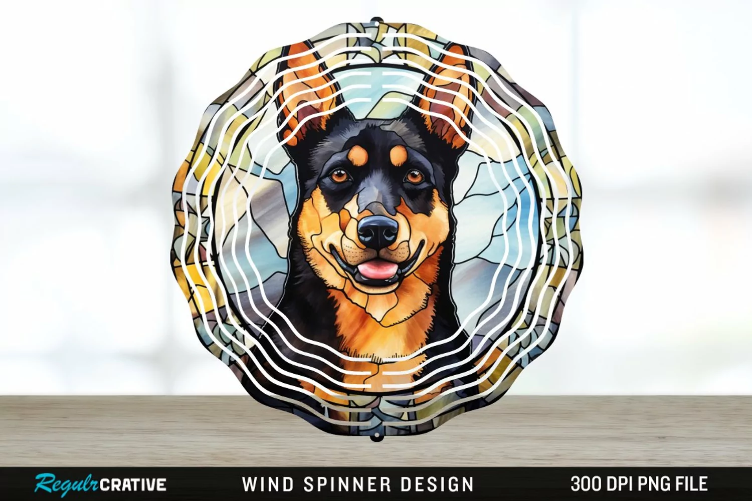 Japanese Watercolor Australian Kelpie Dog Wind Spinner PNG product image 1